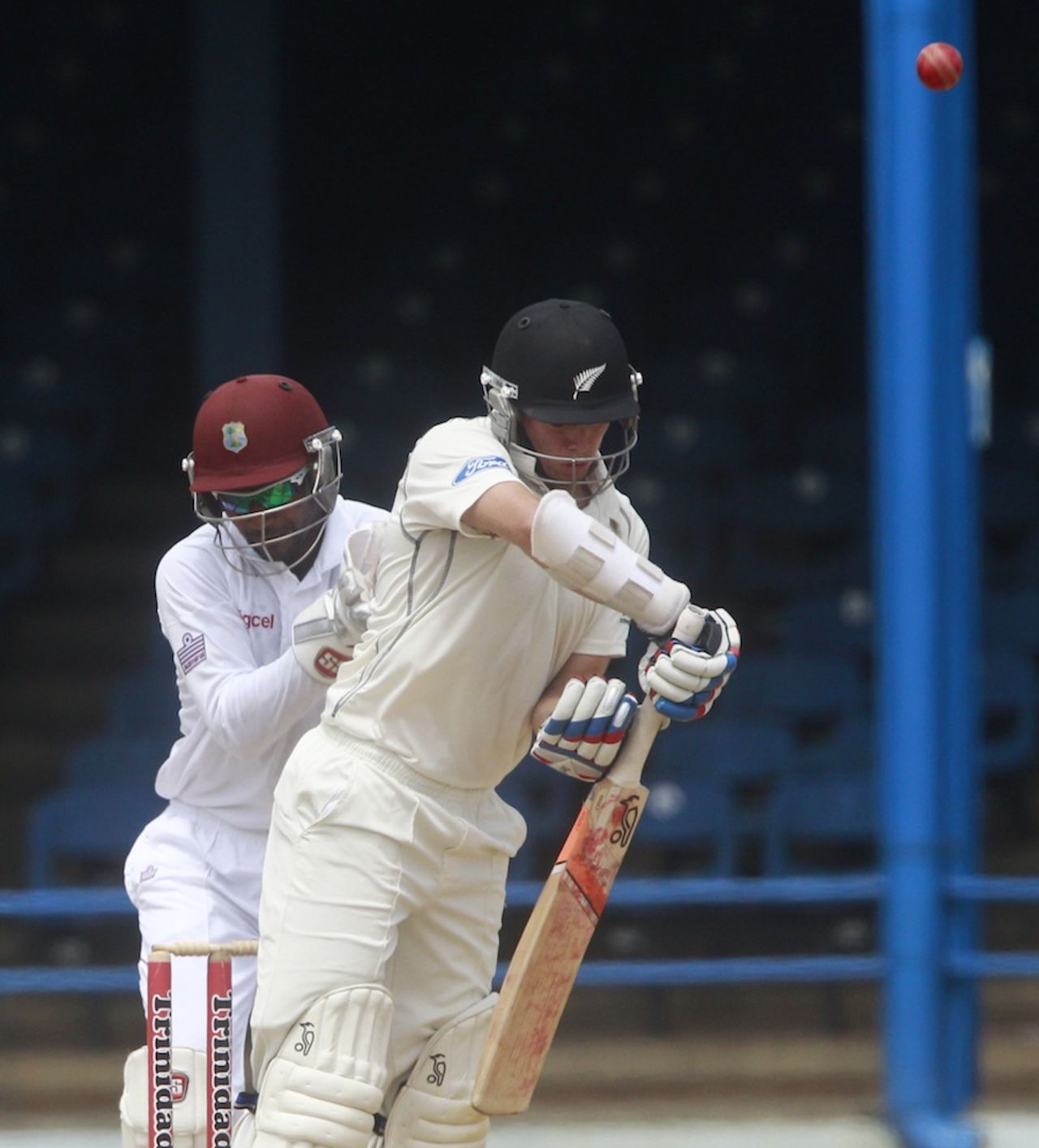 Tom Latham was caught off a delivery that bounced sharply, West Indies v New Zealand, 2nd Test, Trinidad, 4th day, June 19, 2014