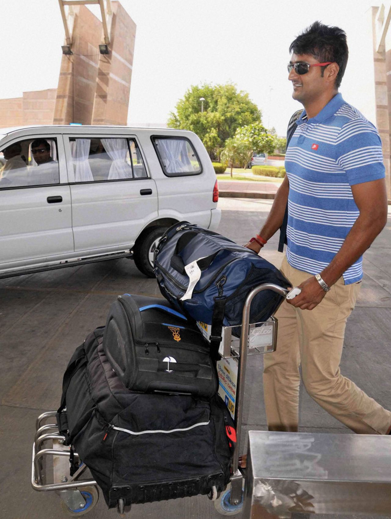 Pankaj Singh at the Jaipur airport before his departure for England, Jaipur June 21, 2014