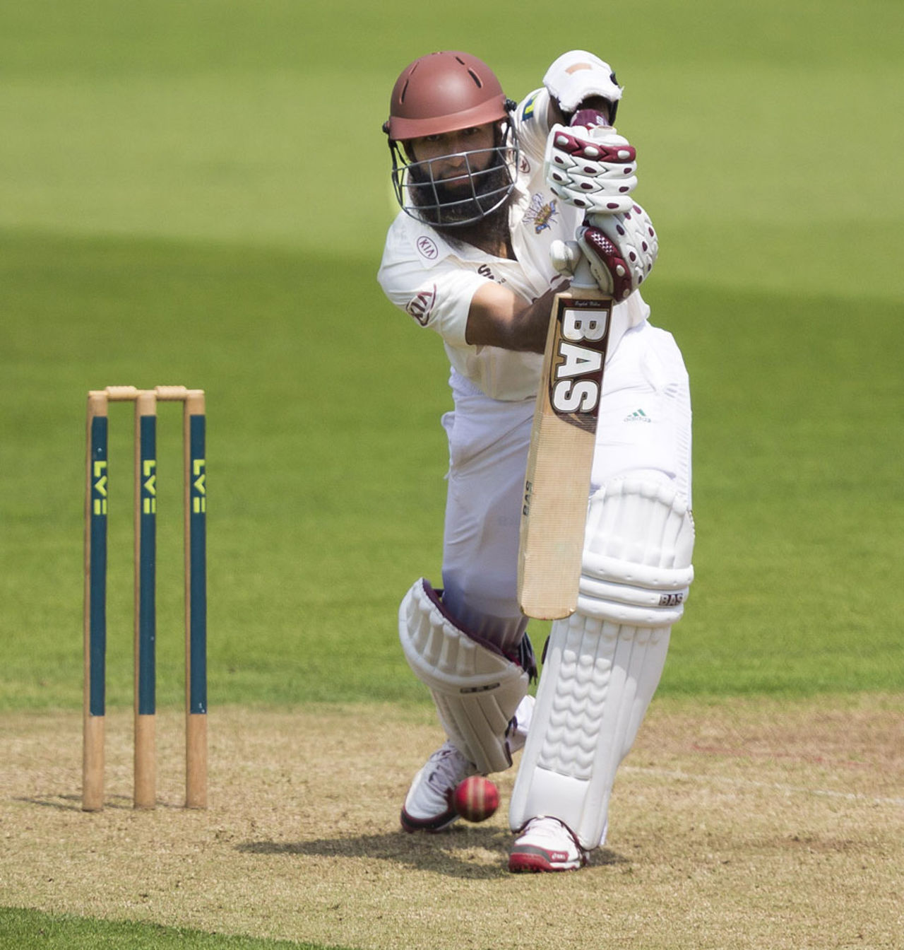 Hashim Amla drives on his way to 71, Surrey v Leicestershire, County Championship Division Two, The Oval, 1st day, June 22, 2014