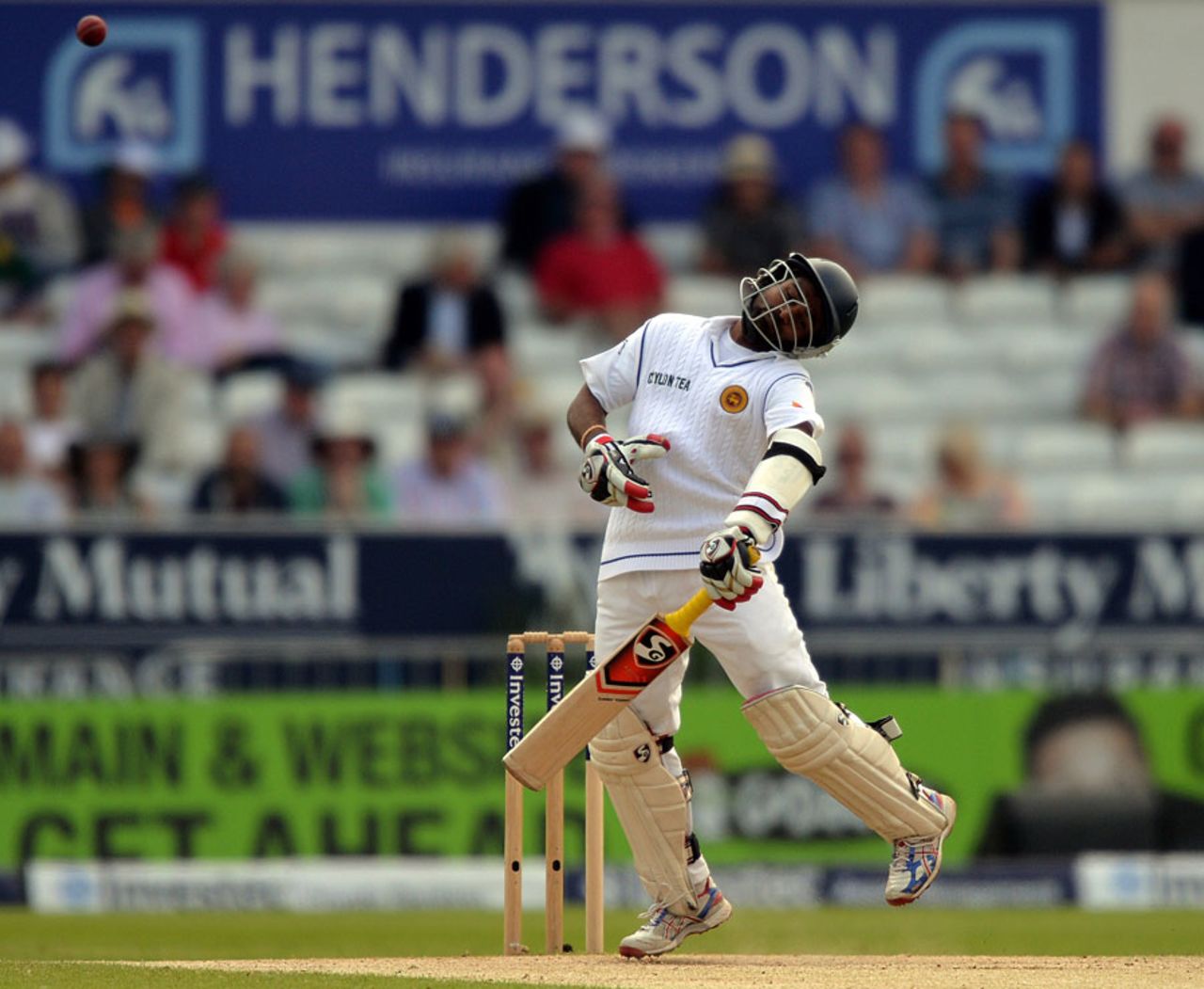 Kaushal Silva sways away from a short delivery, England v Sri Lanka, 2nd Investec Test, Headingley, 3rd day, June 22, 2014