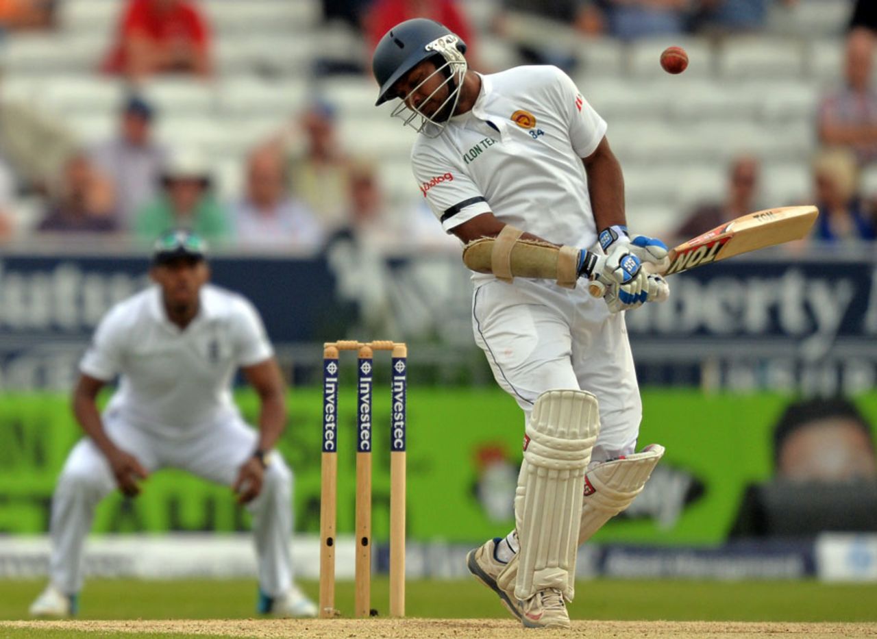 Kumar Sangakkara made his way past 50 for the seventh innings in a row, England v Sri Lanka, 2nd Investec Test, Headingley, 3rd day, June 22, 2014