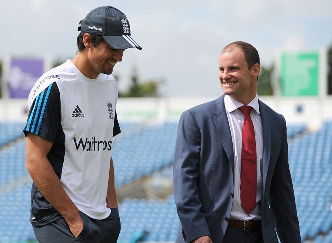 Alastair Cook chats with Andrew Strauss, England v Sri Lanka, 2nd Investec Test, Headingley, 5th day, June 24, 2014