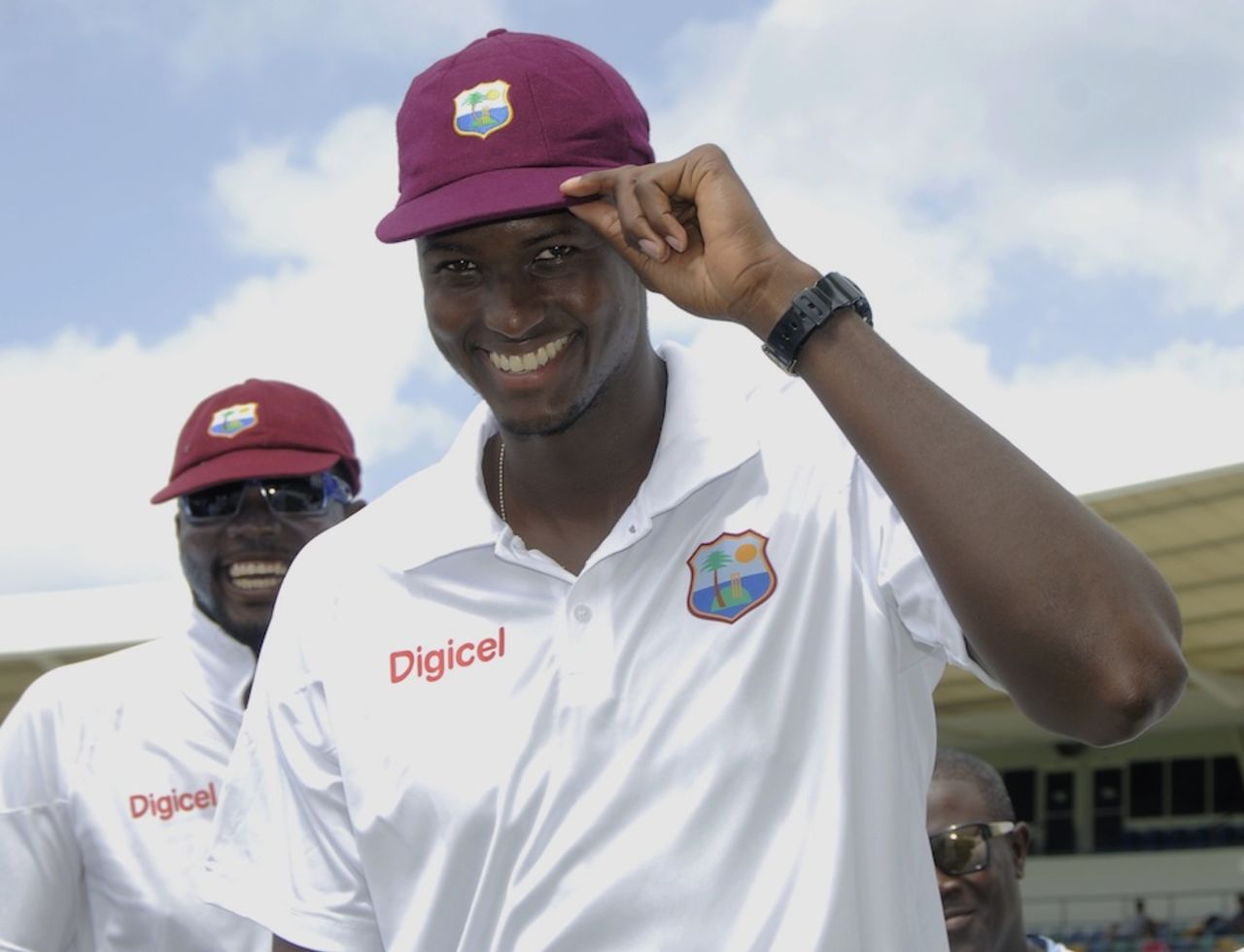 Jason Holder with his first Test cap, West Indies v New Zealand, 3rd Test, Barbados, 1st day, June 26, 2014