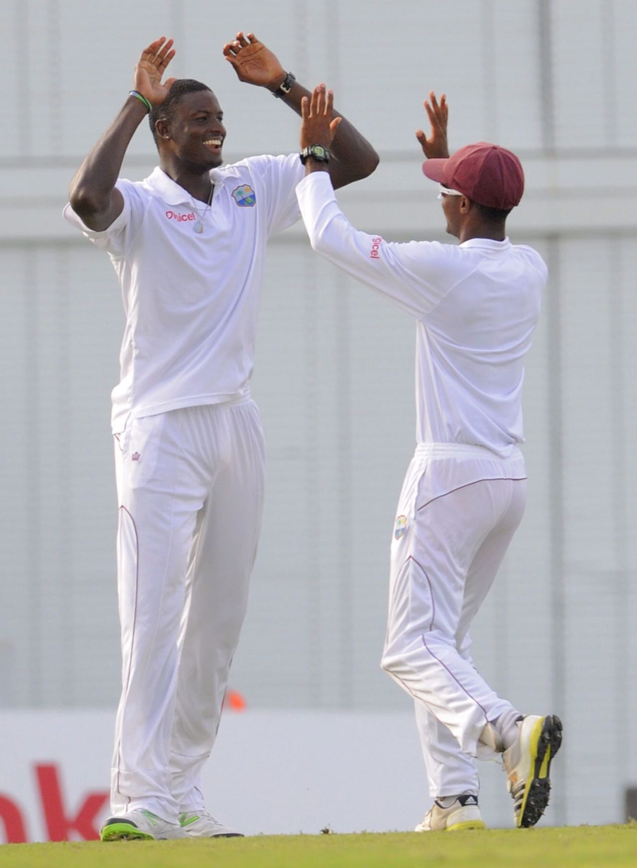 Jason Holder celebrates his first Test wicket, West Indies v New Zealand, 3rd Test, Bridgetown, 3rd day, June 28, 2014