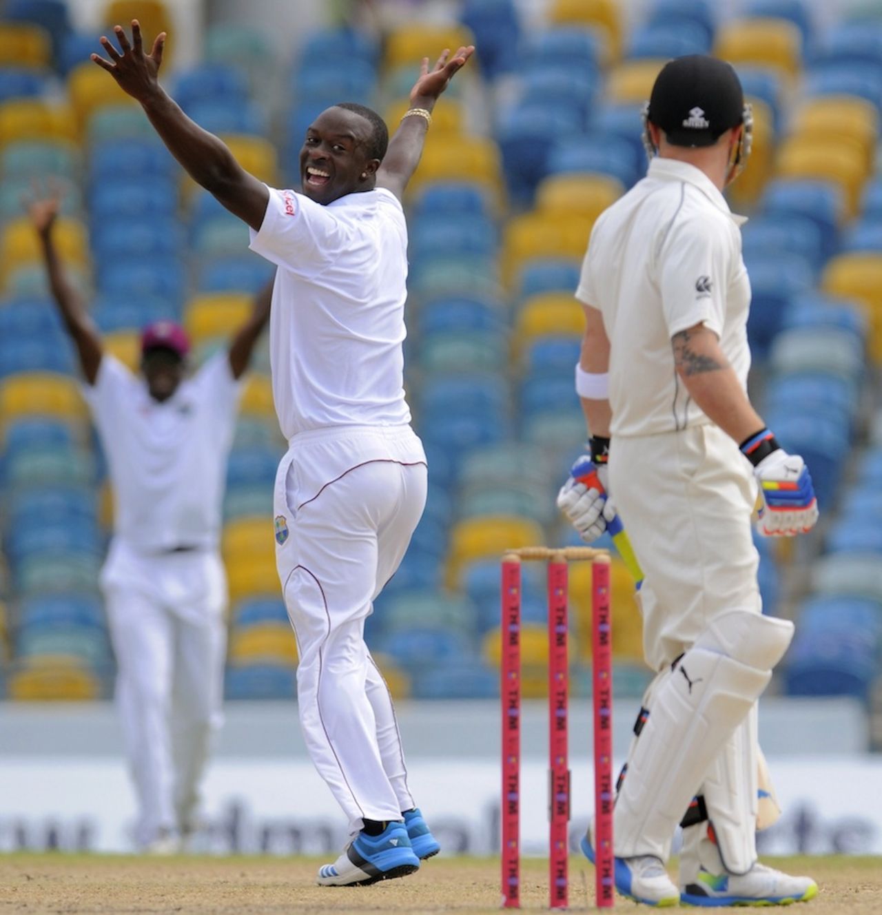 Kemar Roach appeals against Brendon McCullum, West Indies v New Zealand, 3rd Test, Barbados, 4th day, June 29, 2014