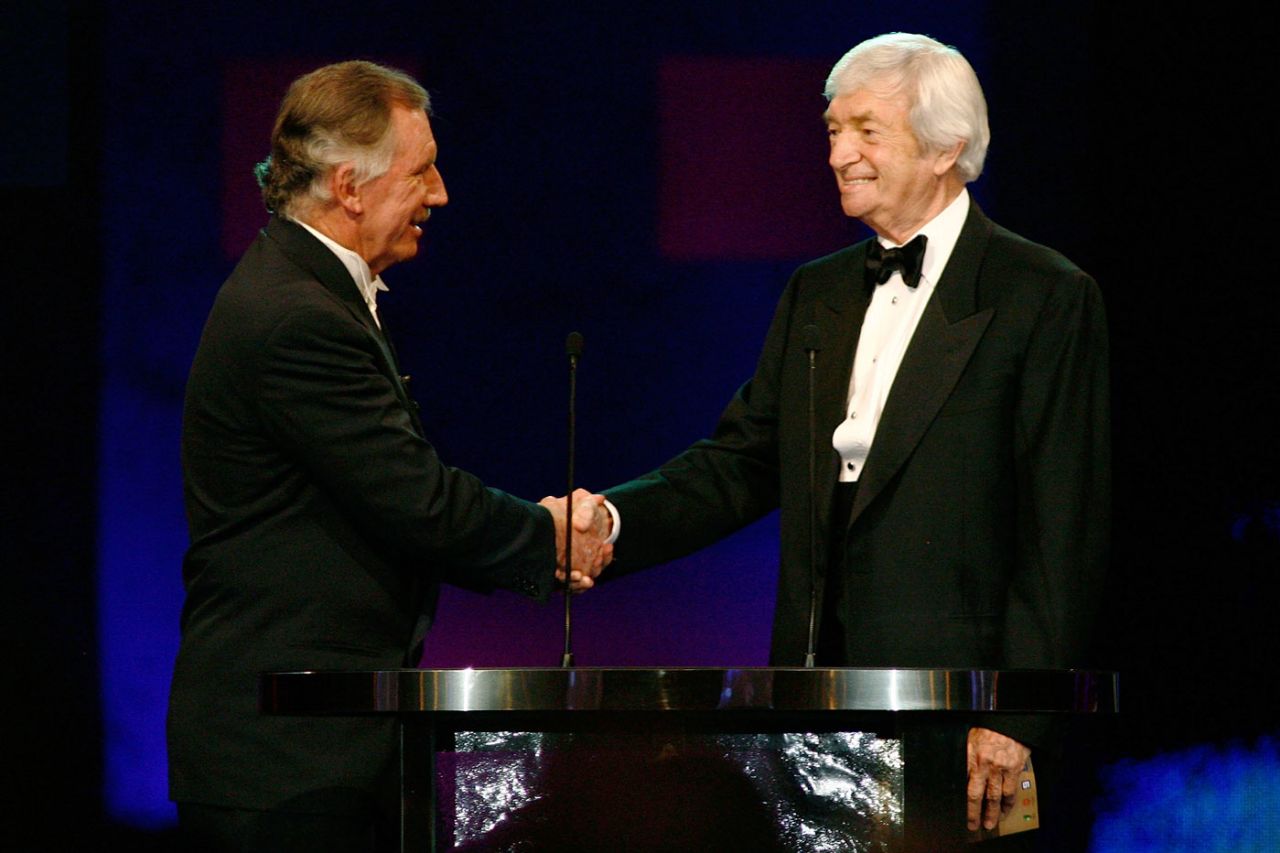 Richie Benaud is inducted into the Australian Cricket Hall of Fame by Ian Chappell, Melbourne, February 5, 2007