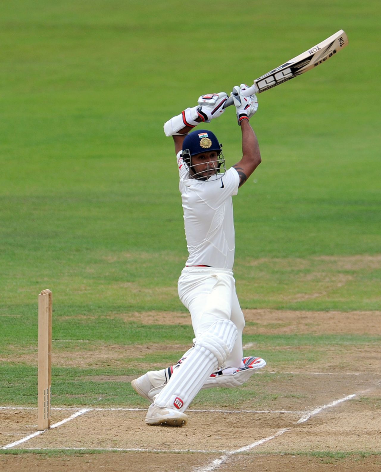 Stuart Binny picks a gap on the off side on his way to 81, Derbyshire v Indians, tour match, Derby, 2nd day, July 2, 2014