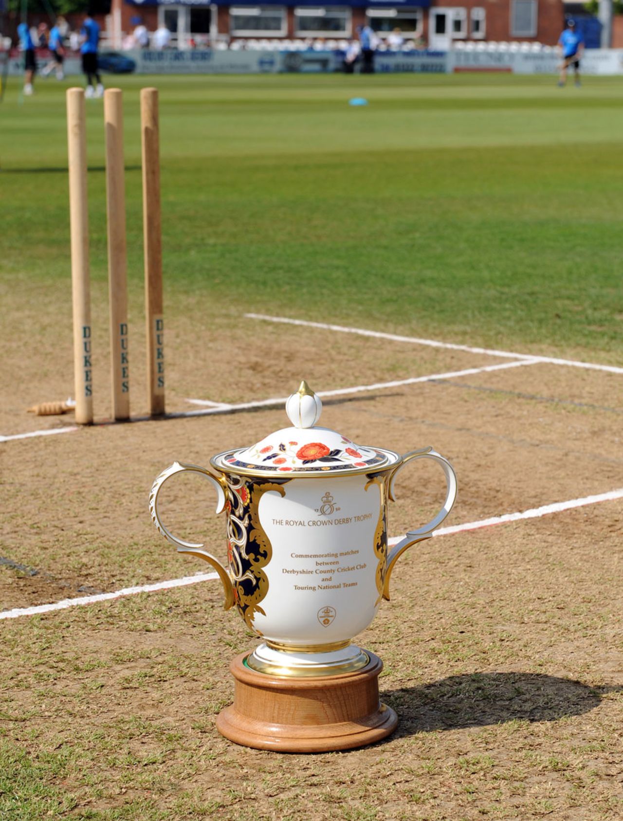 The Royal Crown Derby Trophy on show, Derbyshire v Indians, tour match, Derby, 1st day, July 1, 2014