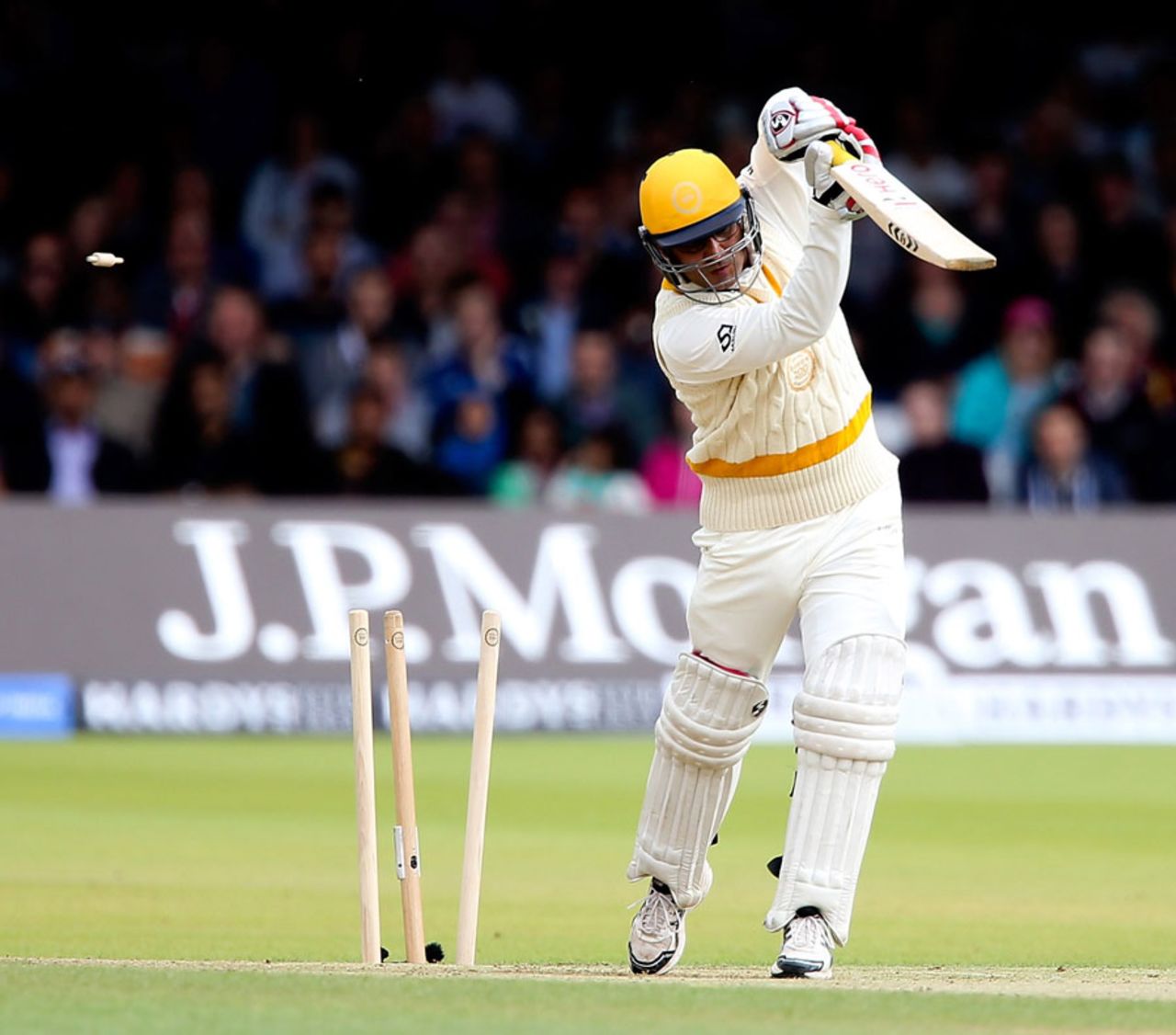 Virender Sehwag was bowled by Brett Lee for 22, MCC v Rest of the World XI, Lord's, July 5, 2014