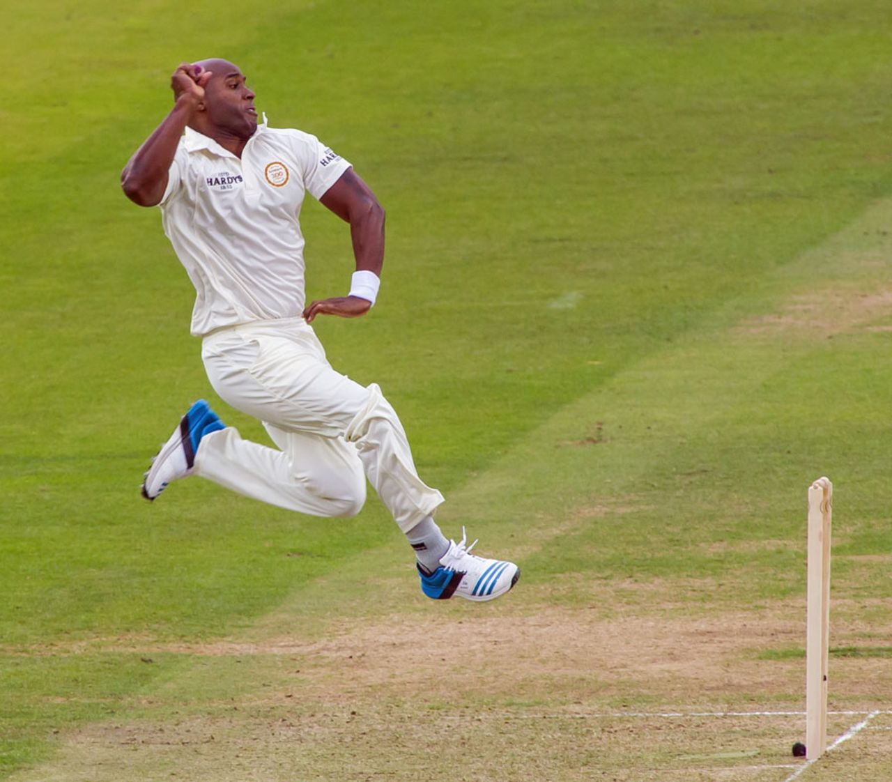 Tino Best in his delivery stride, MCC v Rest of the World XI, Lord's, July 5, 2014