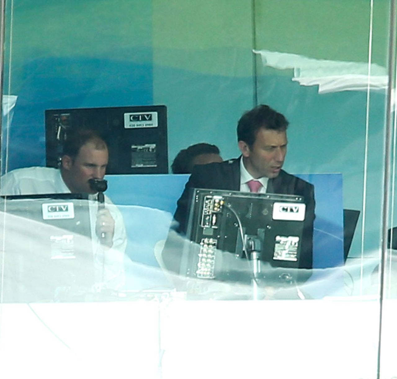Andrew Strauss and Mike Atherton in the commentary box, MCC v Rest of the World XI, Lord's, July 5, 2014