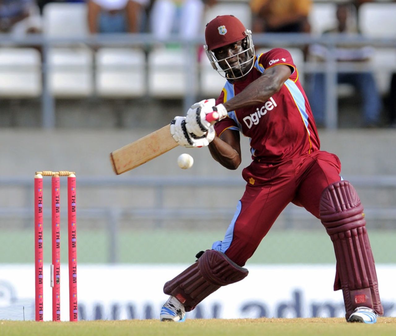 Andre Fletcher lines up to smack the ball, West Indies v New Zealand, 1st T20I, Roseau, July 5, 2014