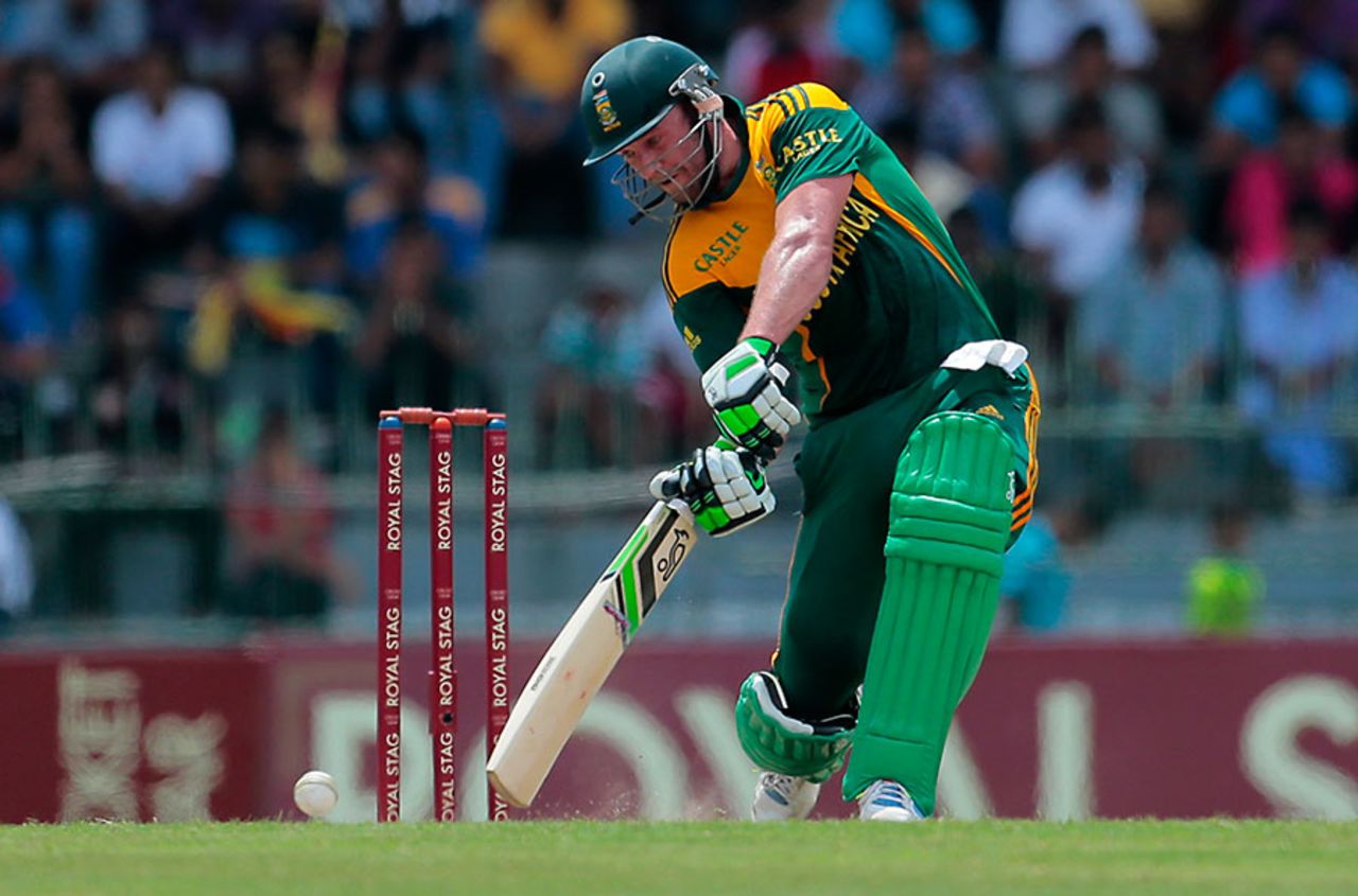 AB de Villiers drives through the off side, Sri Lanka v South Africa, 1st ODI, Colombo, July 6, 2014