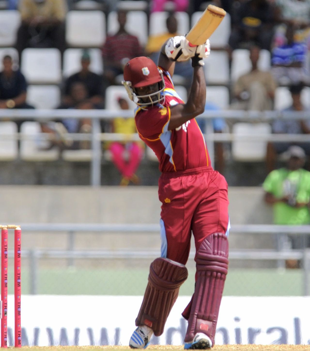 Andre Fletcher punches down the ground, West Indies v New Zealand, 2nd T20I, Dominica, July 6, 2014