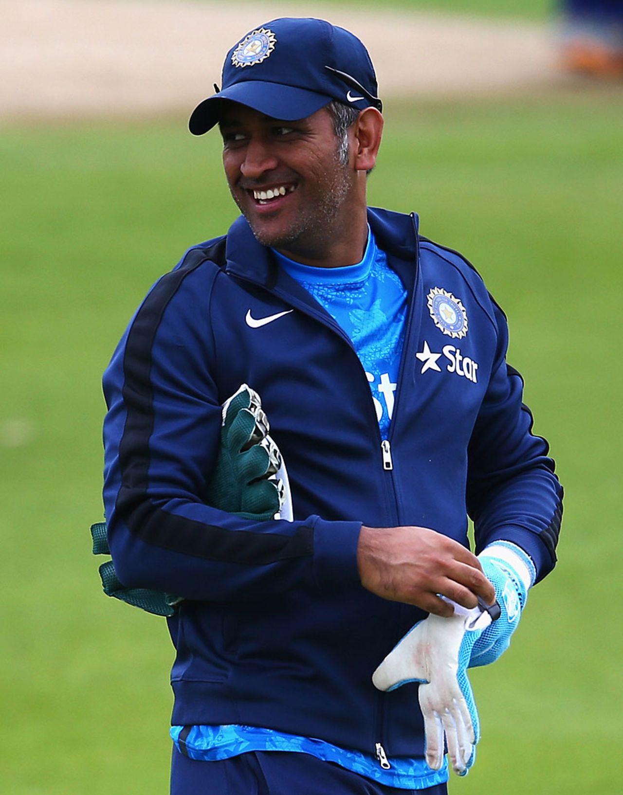 A relaxed MS Dhoni before the first Test, Trent Bridge, July 8, 2014