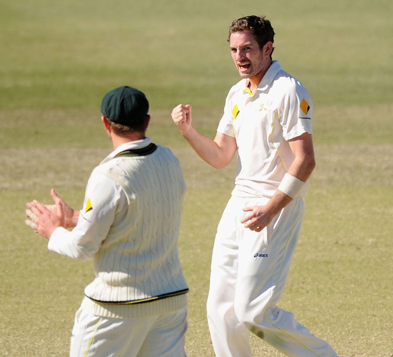 Chadd Sayers struck early in the Indian innings, Australia A v India A, 1st unofficial Test, Brisbane, 4th day, July 9, 2014
