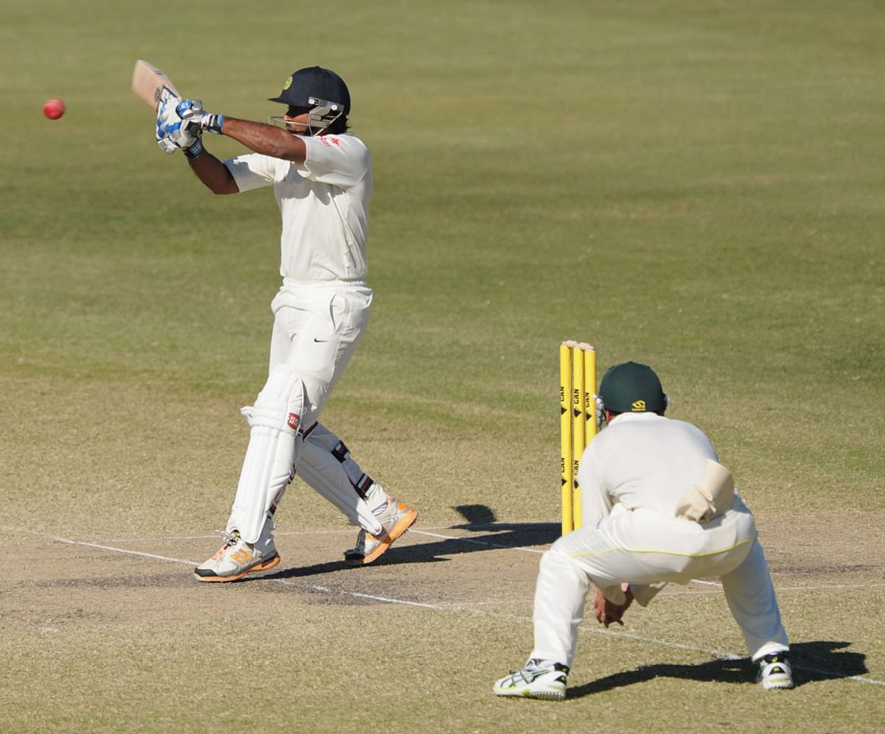 Ambati Rayudu prepares to play a hook, Australia A v India A, 1st unofficial Test, Brisbane, 4th day, July 9, 2014