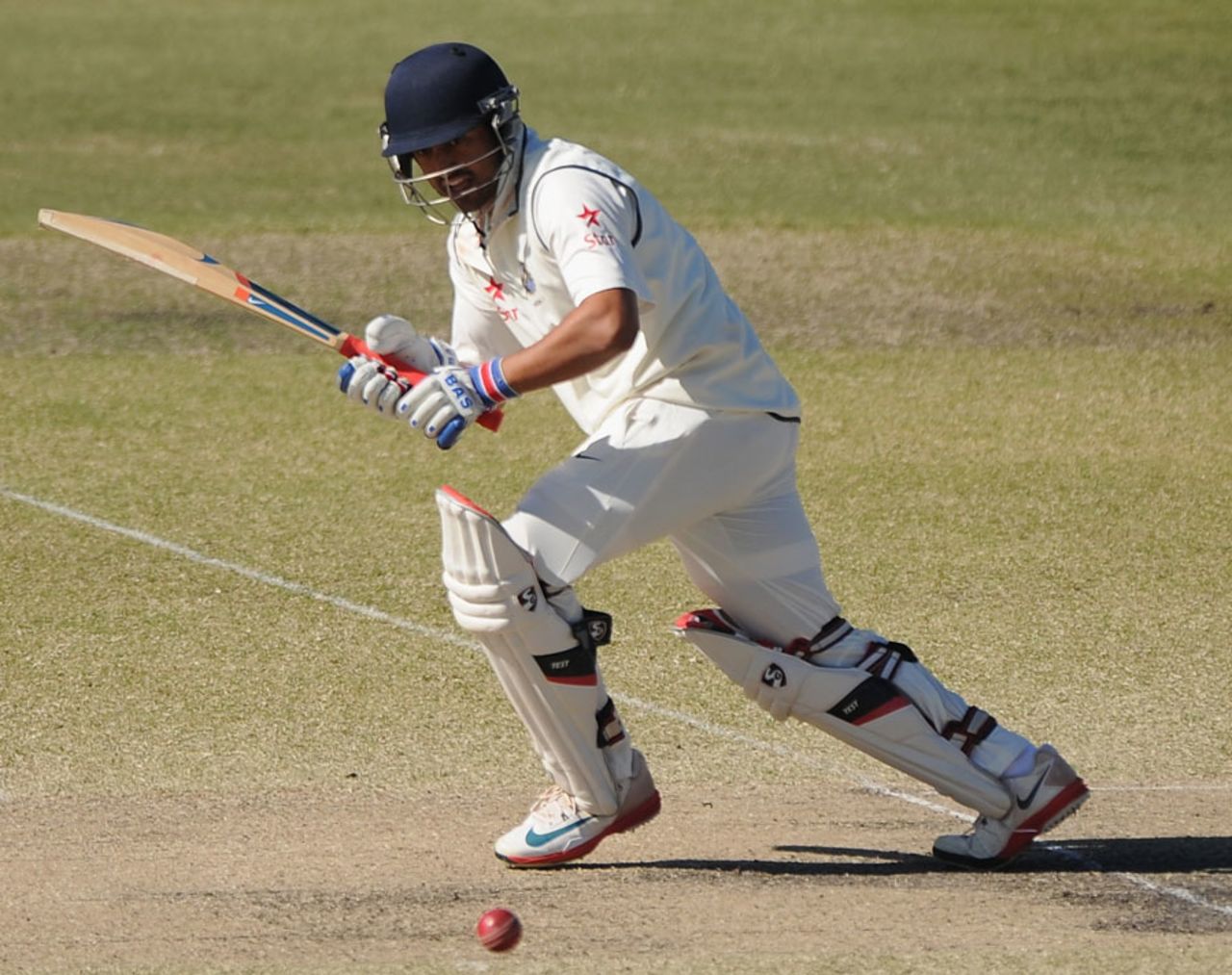 Karun Nair plays to the leg side, Australia A v India A, 1st unofficial Test, Brisbane, 4th day, July 9, 2014