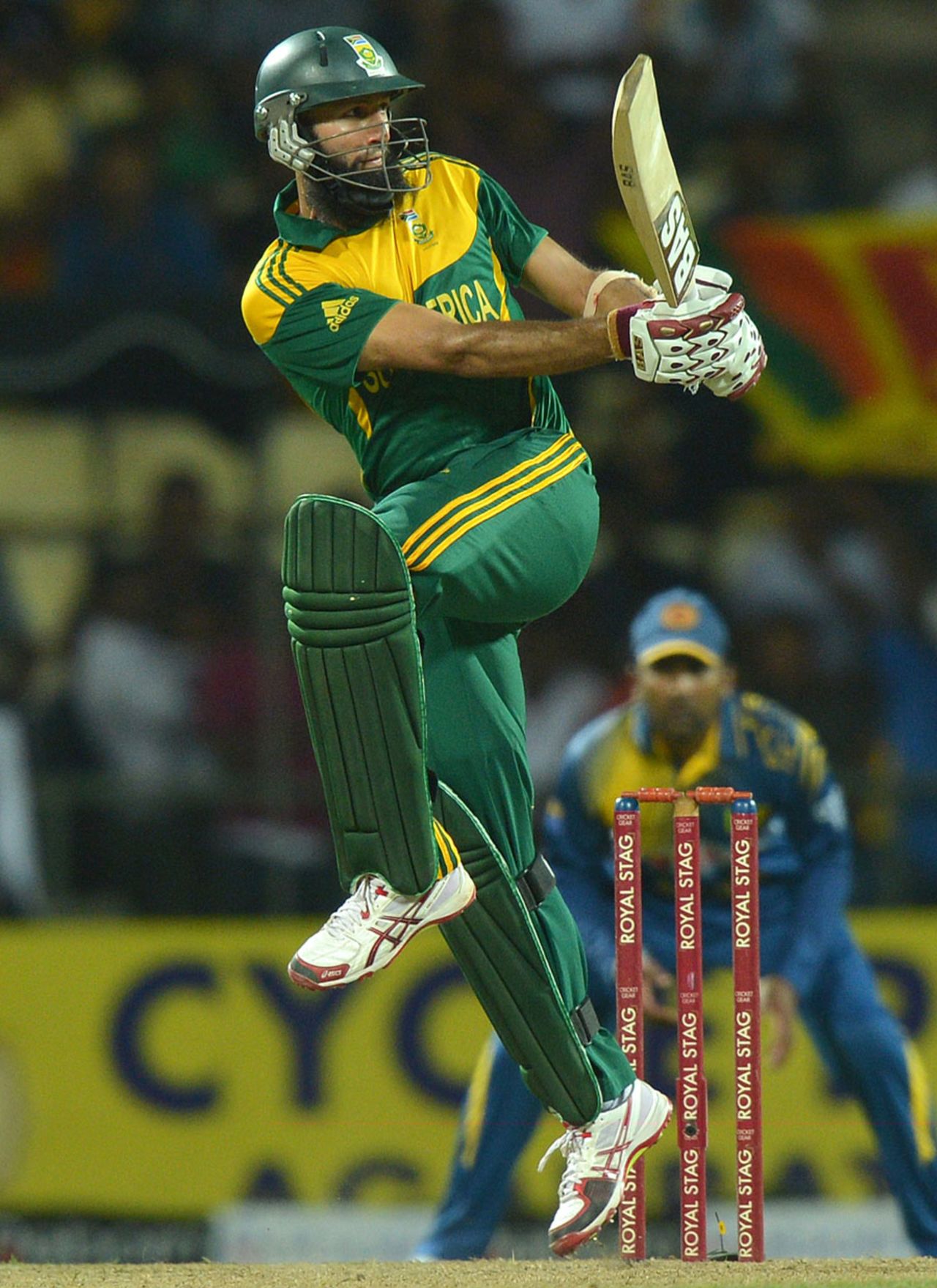Hashim Amla targets the leg side, Sri Lanka v South Africa, 2nd ODI, Pallekele, July 9, 2014
