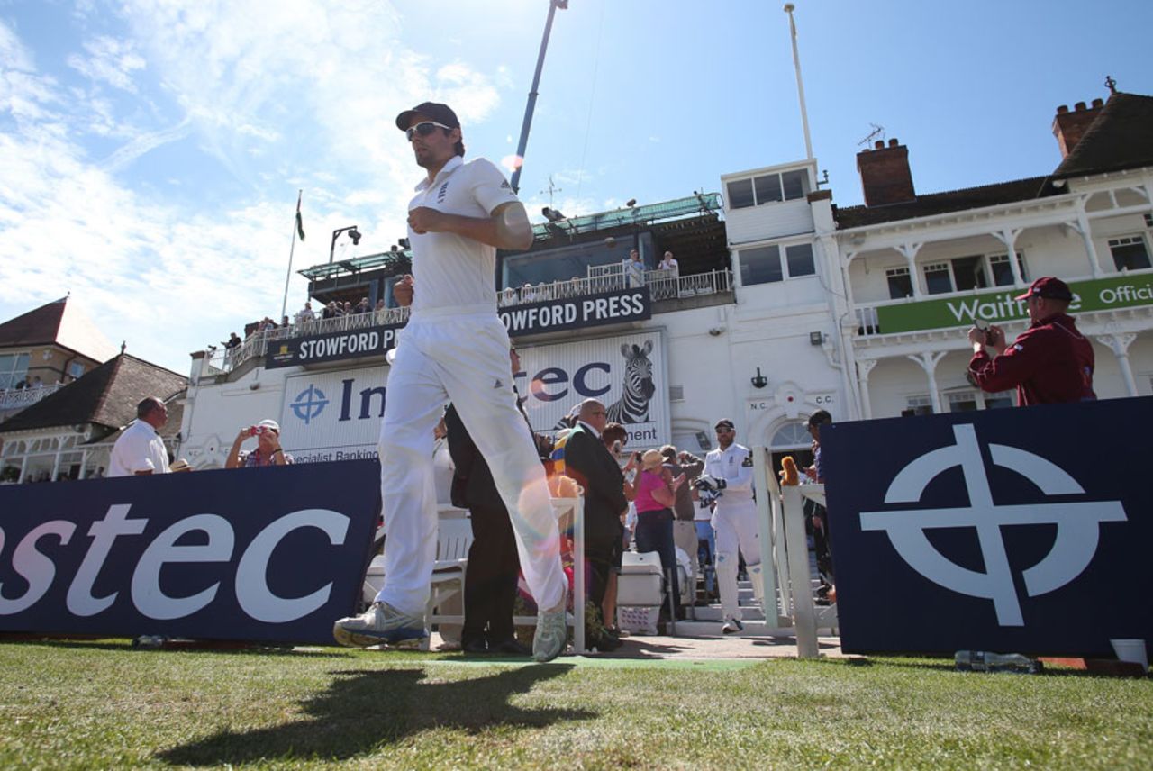 Alastair Cook leads England out to the field, England v India, 1st Investec Test, Trent Bridge, 2nd day, July 10, 2014