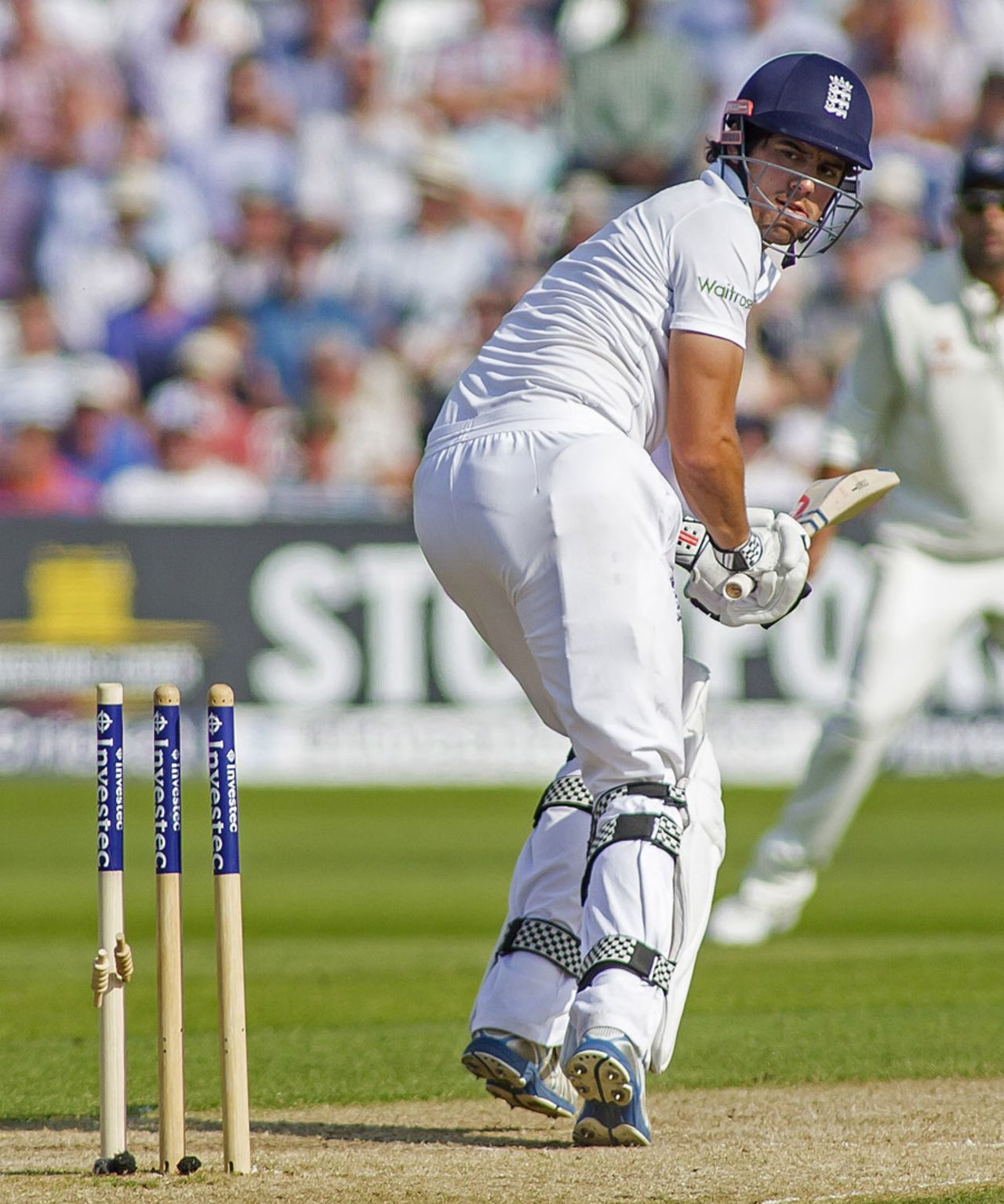 Alastair Cook turns around just in time to see his bails hit the ground, England v India, 1st Investec Test, Trent Bridge, 2nd day, July 10, 2014