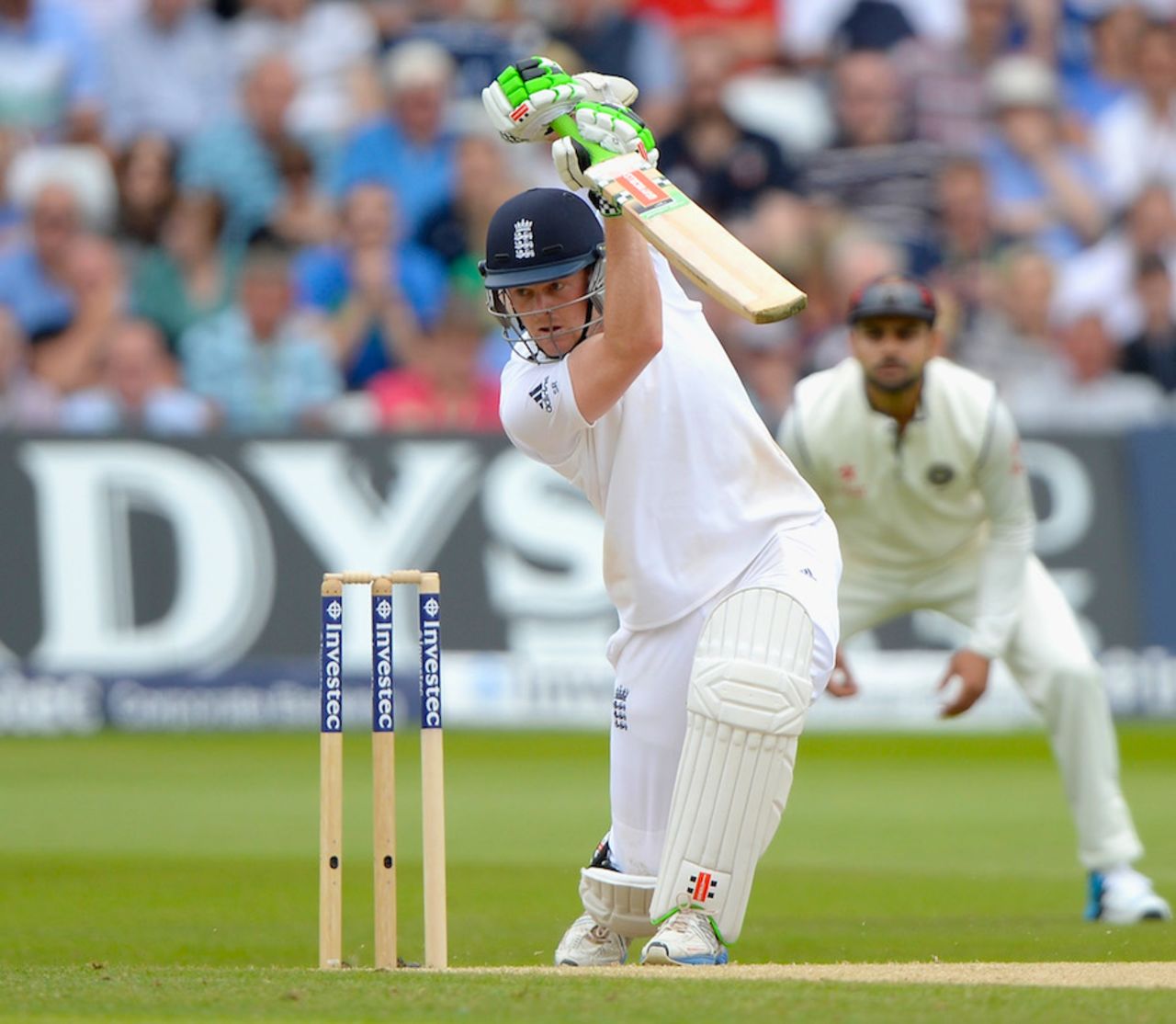 Sam Robson leans into a cover drive, England v India, 1st Investec Test, Trent Bridge, 3rd day, July 11, 2014