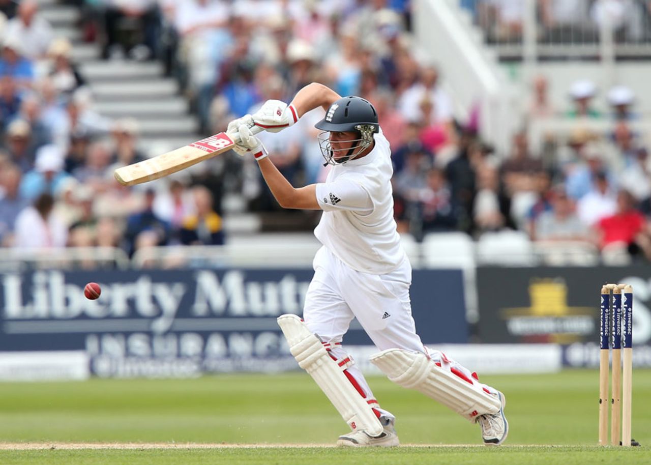 Gary Ballance played watchfully during the first hour, England v India, 1st Investec Test, Trent Bridge, 3rd day, July 11, 2014