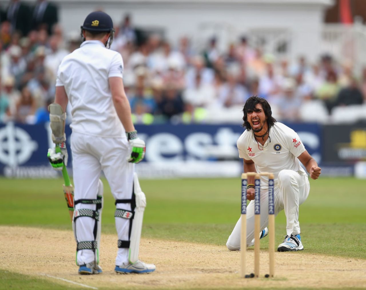 Ishant Sharma exults after trapping Sam Robson lbw, England v India, 1st Investec Test, Trent Bridge, 3rd day, July 11, 2014