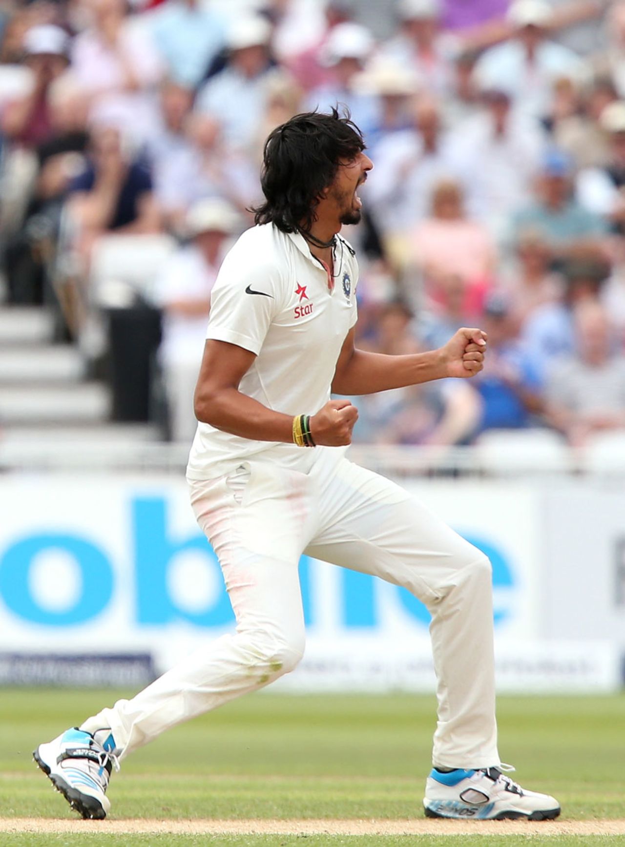 Ishant Sharma is ecstatic after a wicket, England v India, 1st Investec Test, Trent Bridge, 3rd day, July 11, 2014