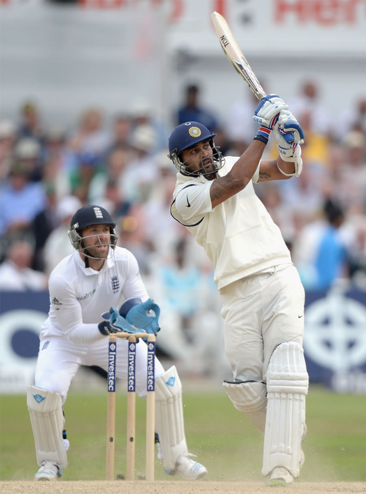 M Vijay stroked his second fifty-plus score of the match, England v India, 1st Investec Test, Trent Bridge, 4th day, July 12, 2014