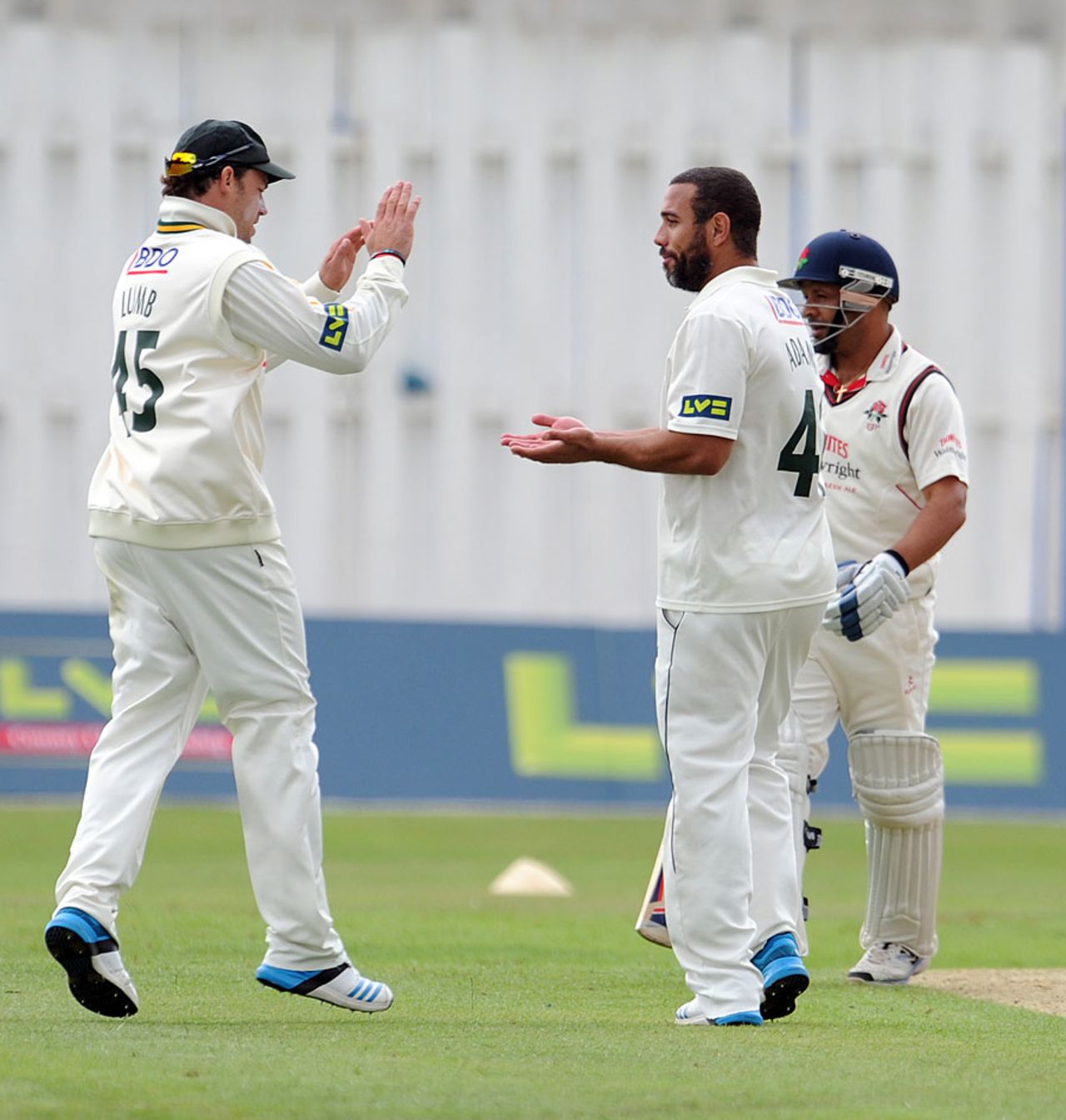 Andre Adams picked up four wickets, Lancashire v Nottinghamshire, County Championship, Division One, Aigburth, 1st day, July 13, 2014