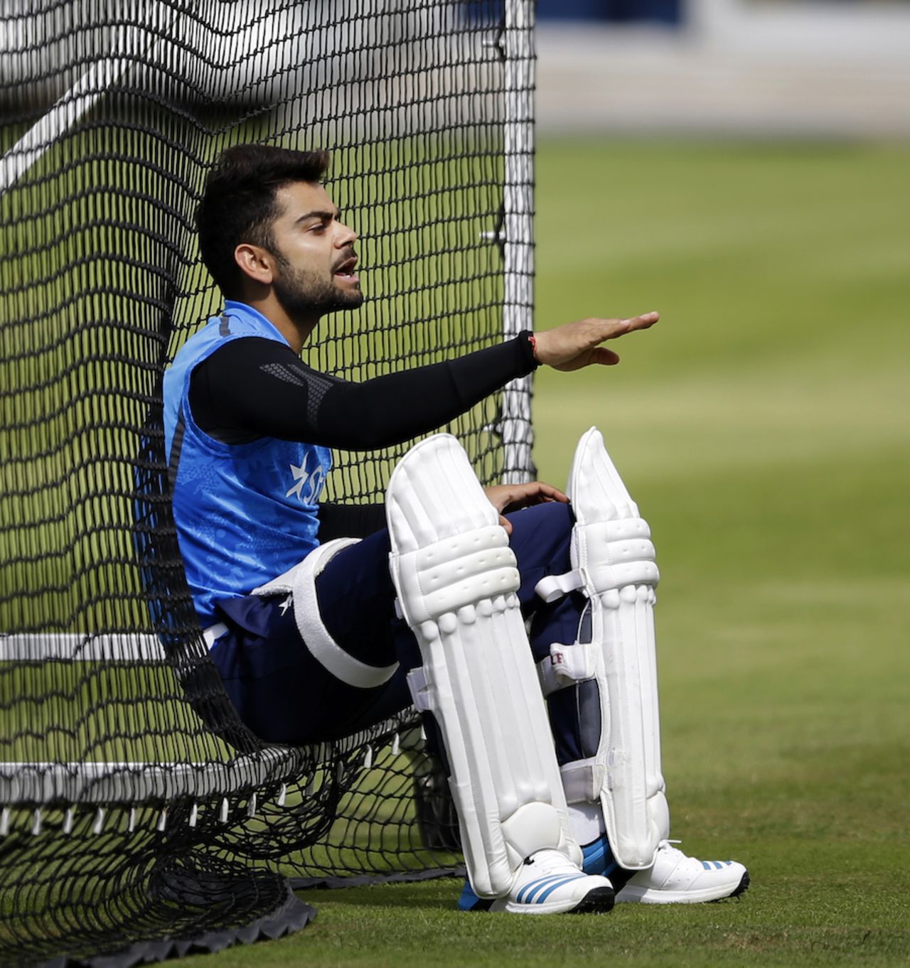Cornered: Virat Kohli gestures during a training session at The Lord's, London, July 15, 2014
