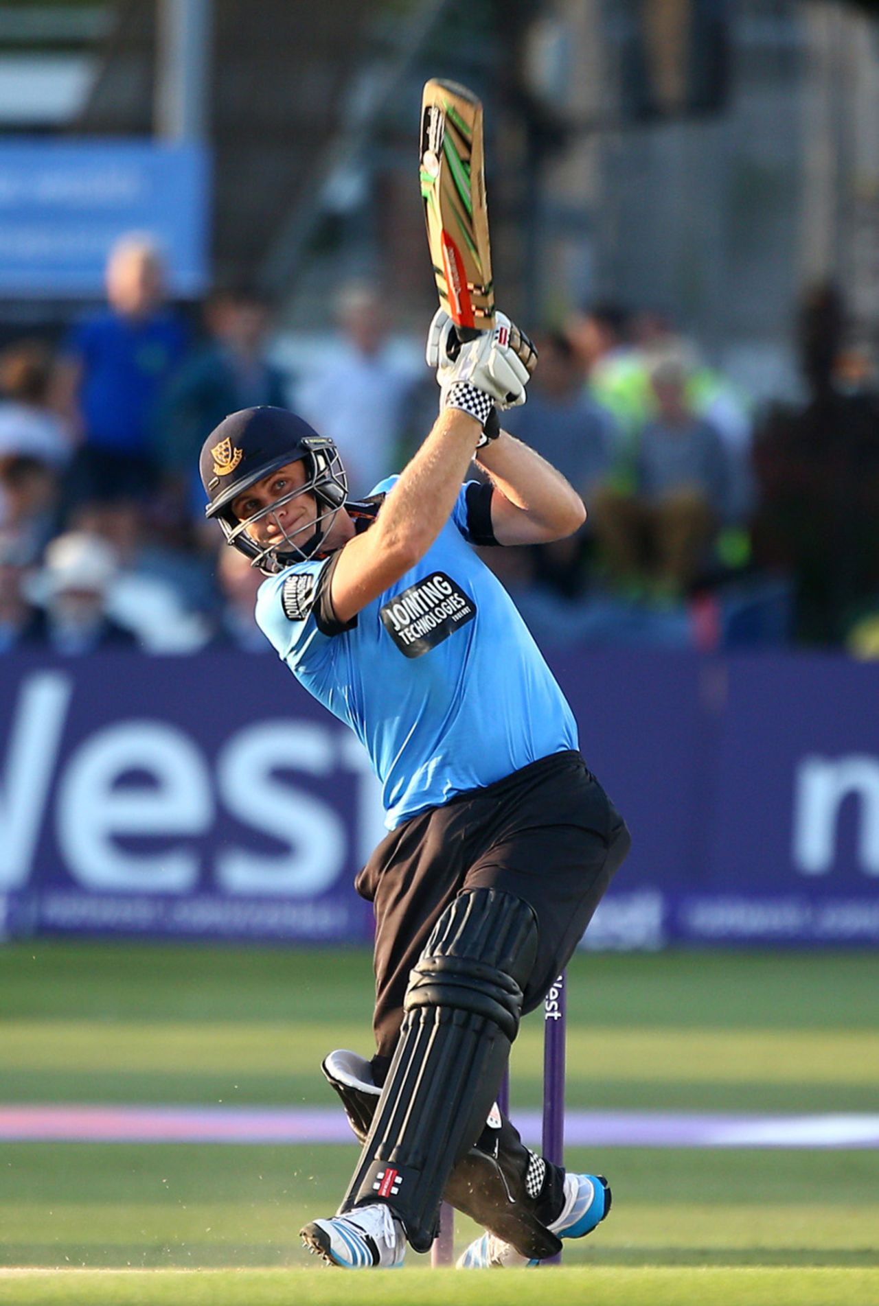 Luke Wright drives down the ground, Sussex v Glamorgan, NatWest T20 Blast, Hove, July 15, 2014