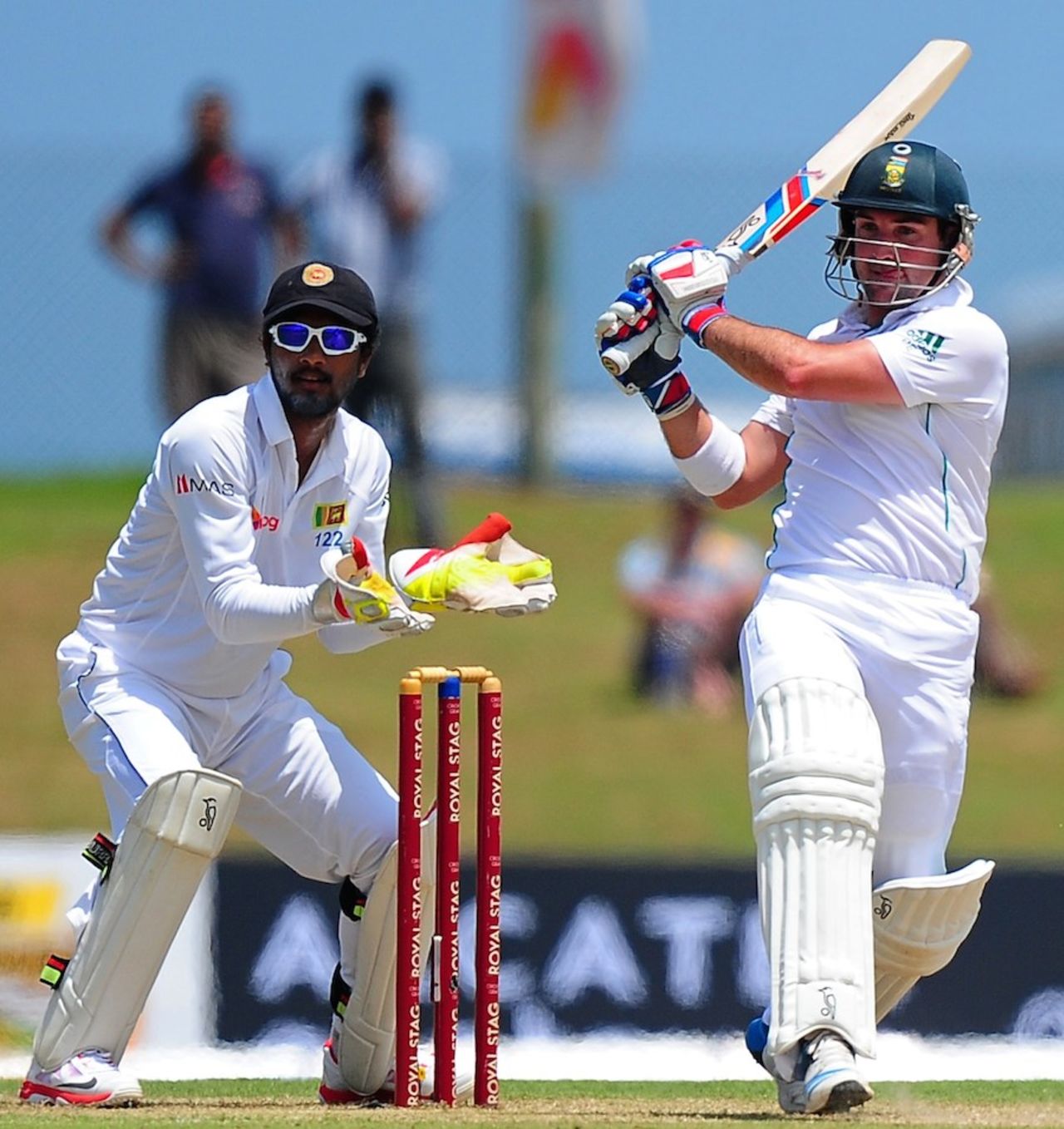 Dean Elgar played confidently against the spinners, Sri Lanka v South Africa, 1st Test, Galle, 1st day, July 16, 2014