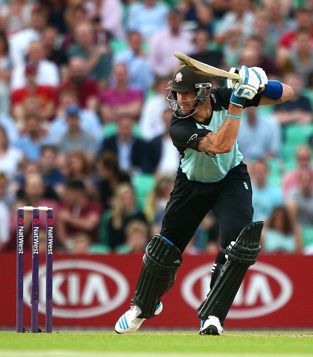 Kevin Pietersen top-scored in Surrey's chase, Surrey v Somerset, NatWest T20 Blast, The Oval, July 16, 2014