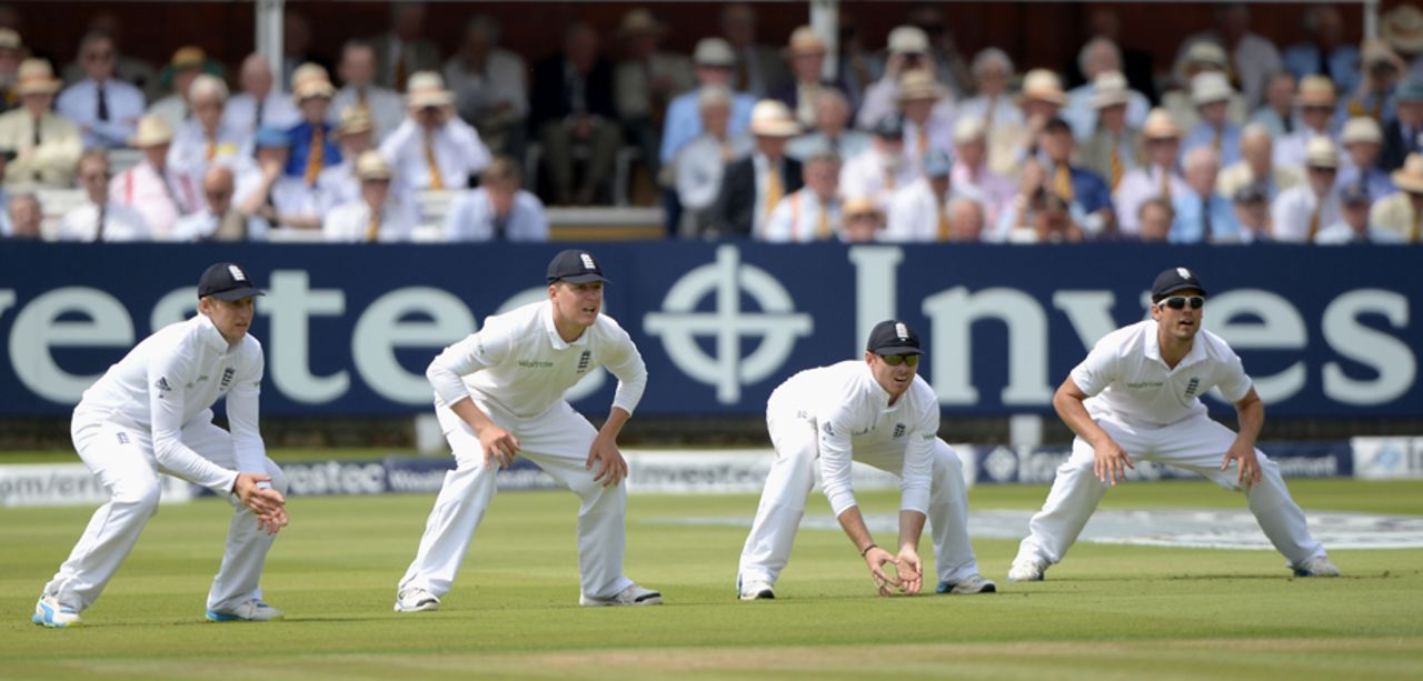 England's slip cordon watches and waits, England v India, 2nd Investec Test, Lord's, 1st day, July 17, 2014
