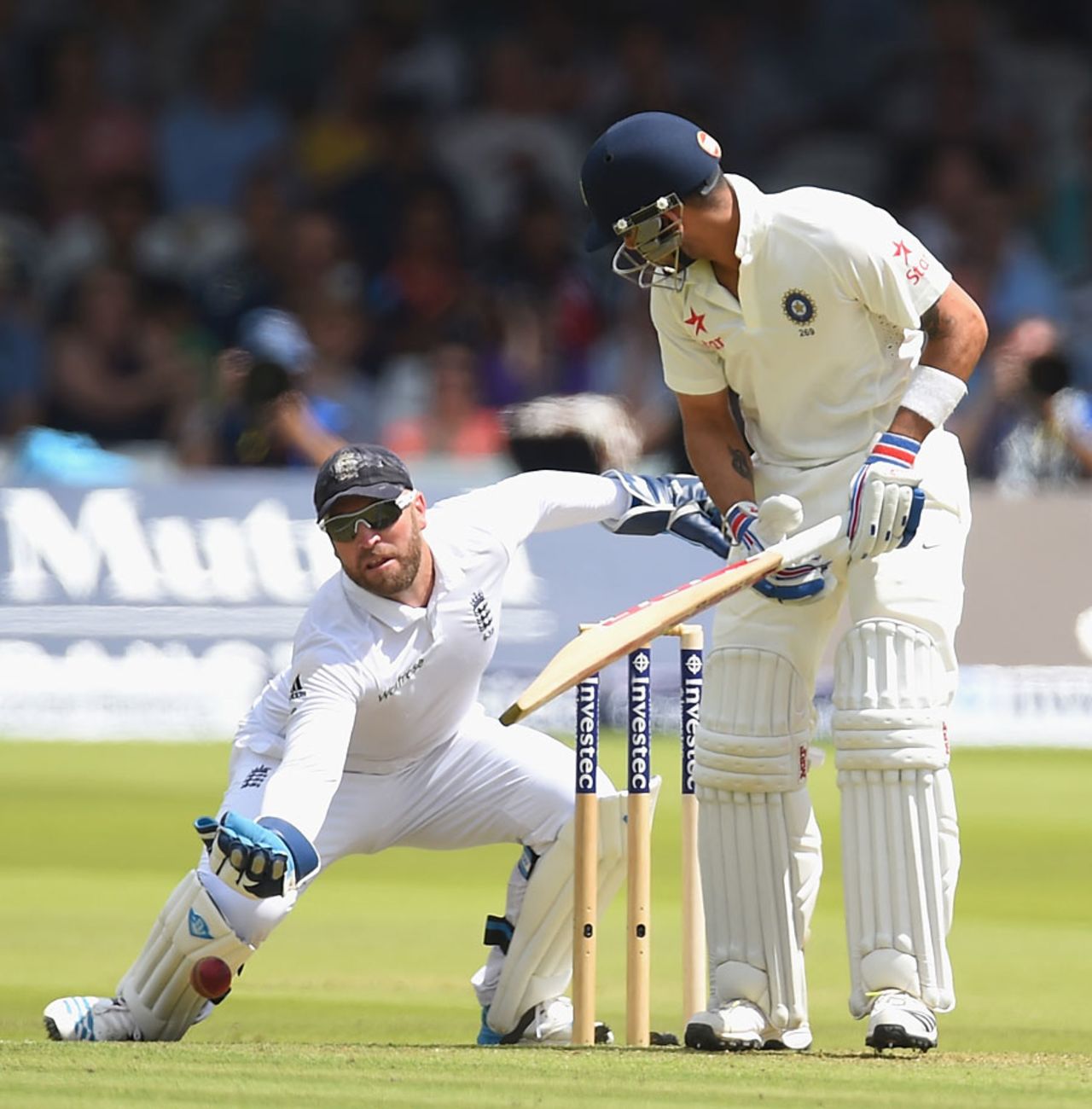 Matt Prior dropped Virat Kohli off the last ball before lunch, England v India, 2nd Investec Test, Lord's, 1st day, July 17, 2014
