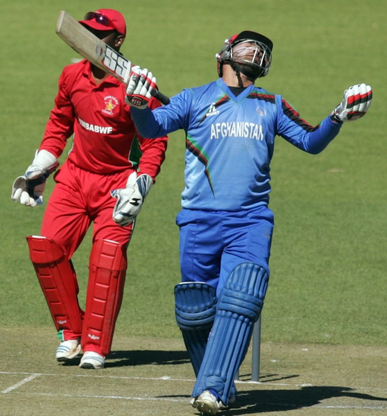 Samiullah Shenwari is annoyed for missing his shot, Zimbabwe v Afghanistan, 1st ODI, Bulawayo, July 18, 2014