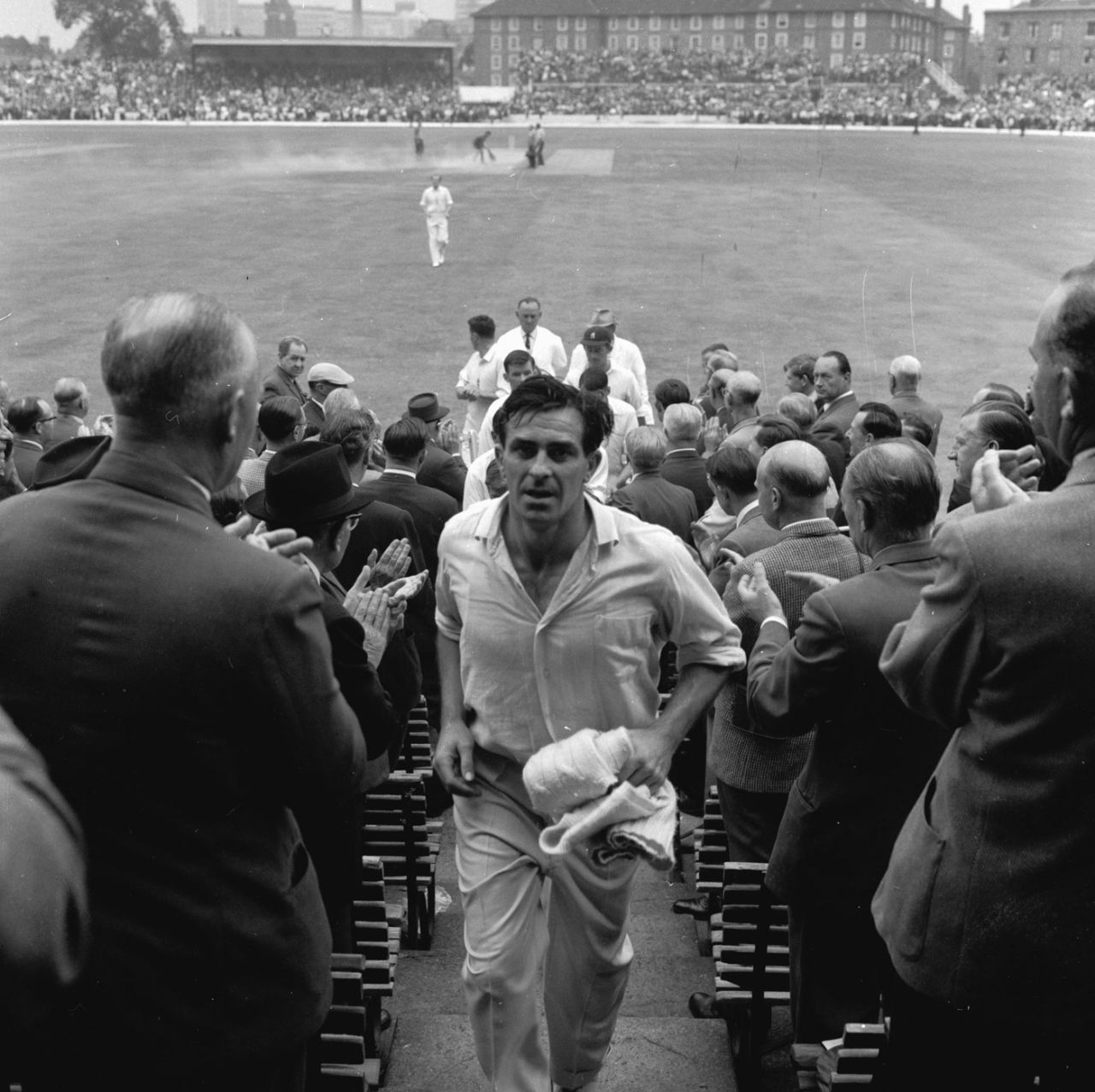 Fred Trueman walks back to the pavilion after becoming the first man to take 300 Test wickets, England v Australia, The Oval, August 15, 1964