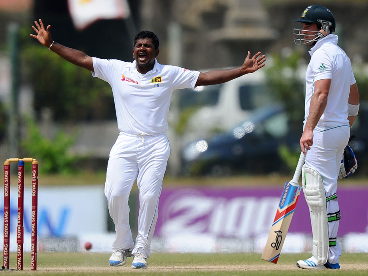 Rangana Herath appeals for an lbw, Sri Lanka v South Africa, 1st Test, Galle, 4th day, July 19, 2014