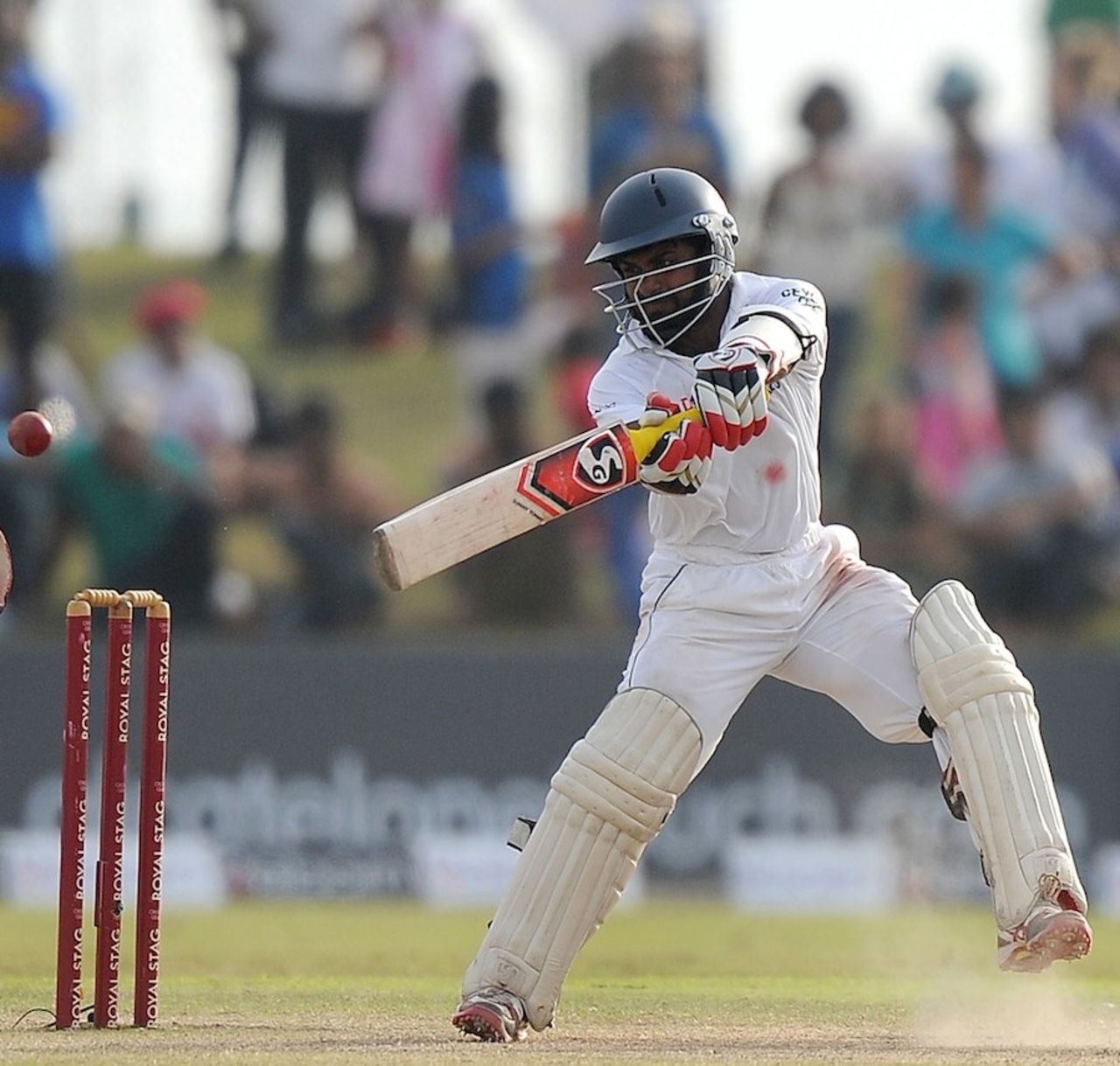 Kaushal Silva cuts one of the back foot, Sri Lanka v South Africa, 1st Test, Galle, 4th day, July 19, 2014
