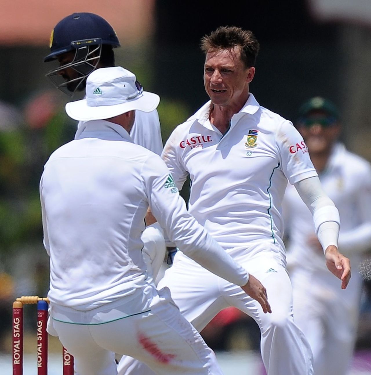 Dale Steyn is pumped after dismissing Lahiru Thirimanne, Sri Lanka v South Africa, 1st Test, Galle, 5th day, July 20, 2014