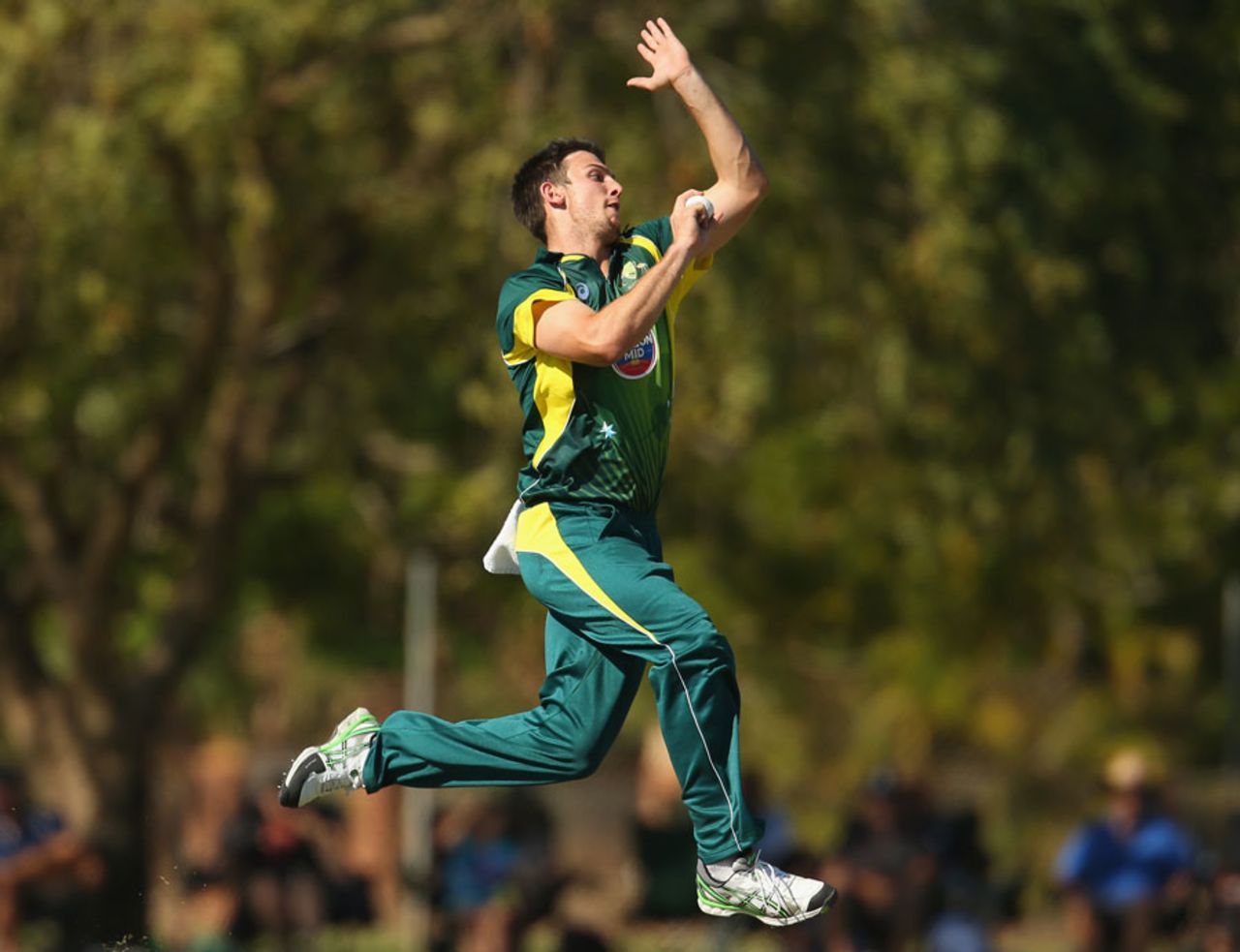 Mitchell Marsh in his delivery stride, Australia A v India A, Quadrangular A-Team One-Day Series, Darwin, July 20, 2014
