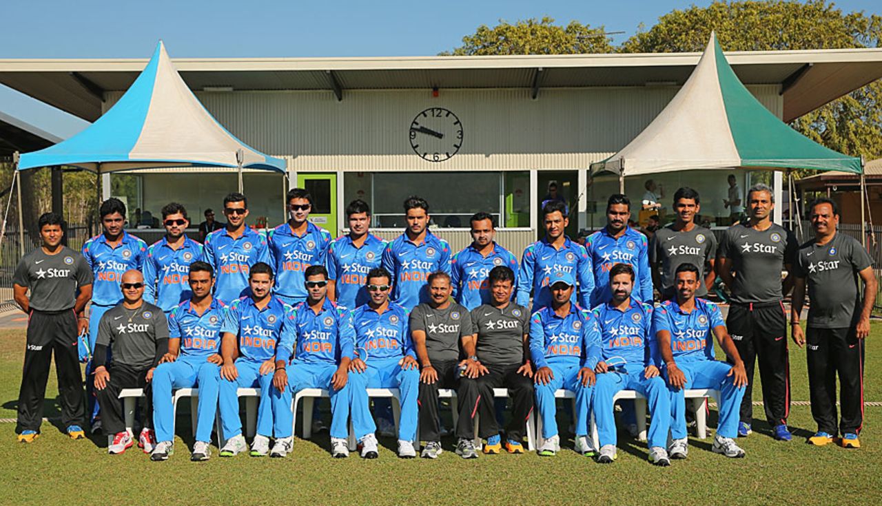 India A pose for a team photograph, Australia A v India A, Quadrangular A-Team One-Day Series, Darwin, July 20, 2014