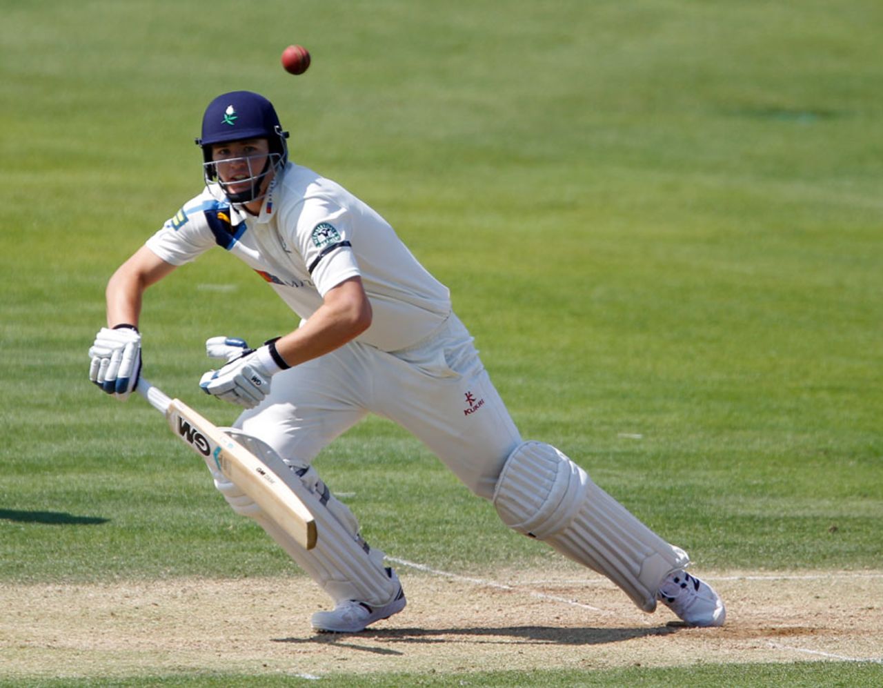 Alex Lees pushes into the off side during his half-century, Yorkshire v Middlesex, County Championship, Division One, Scarborough, 3rd day, July 21, 2014