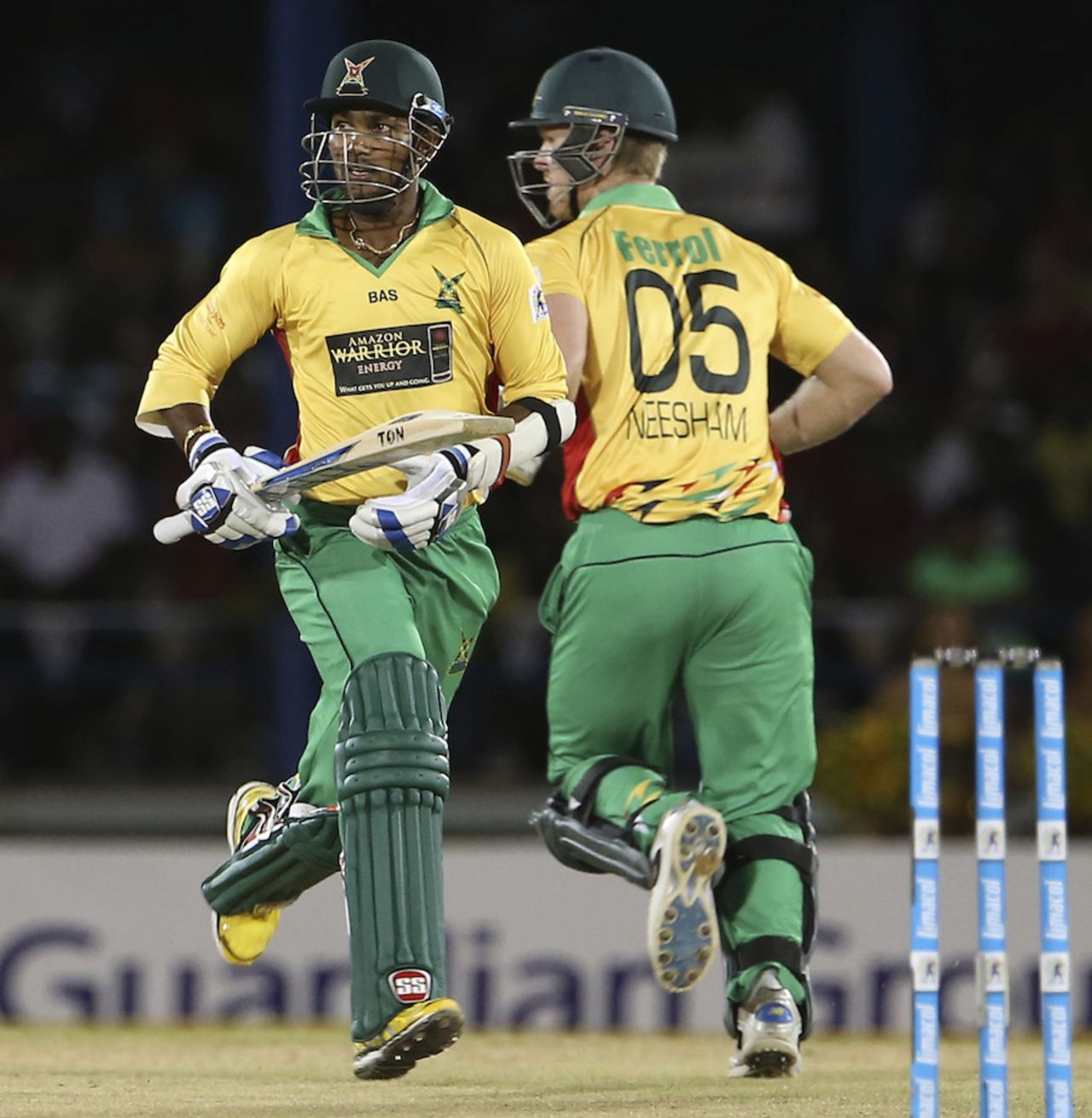 Denesh Ramdin and Jimmy Neesham added 122 for the fourth wicket, Trinidad & Tobago Red Steel v Guyana Amazon Warriors, CPL 2014, Port-of-Spain, July 24, 2014