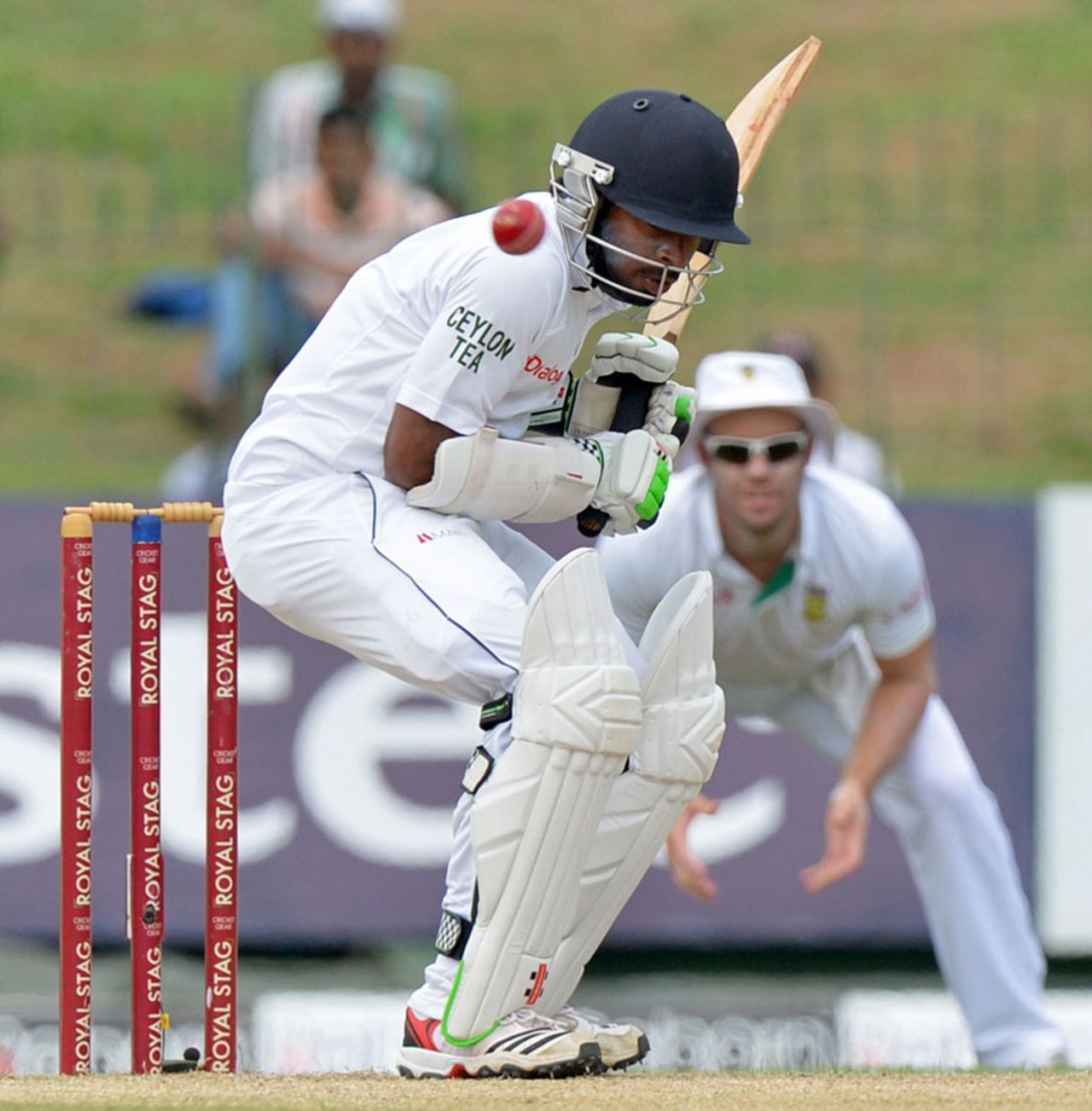 Niroshan Dickwella ducks under a short ball, Sri Lanka v South Africa, 2nd Test, Colombo, 2nd day, July 25, 2014