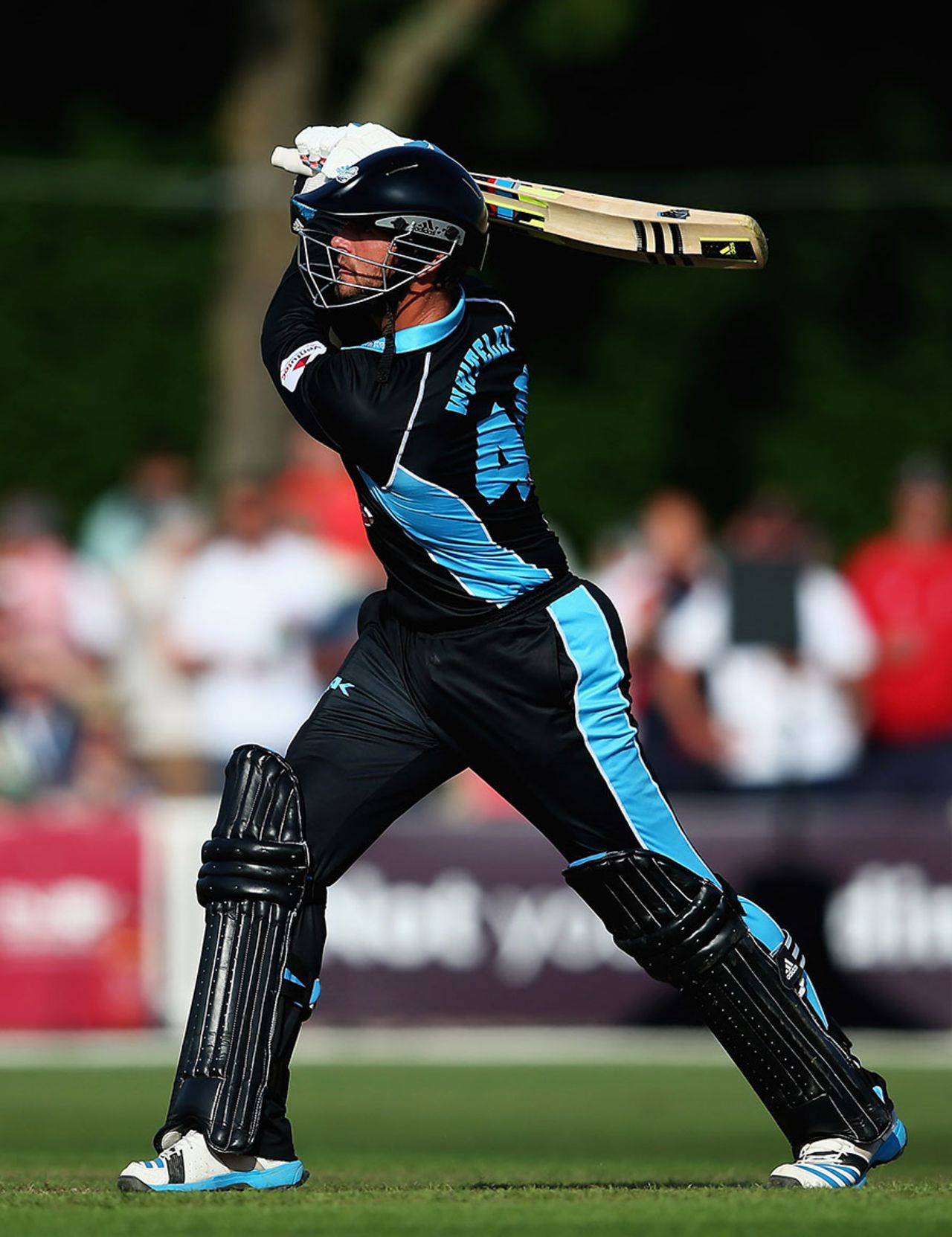 Ross Whitely smashed nine sixes in his 84 in just 38 balls. Worcestershire v Derbyshire, NatWest T20, New Road, July 25, 2014