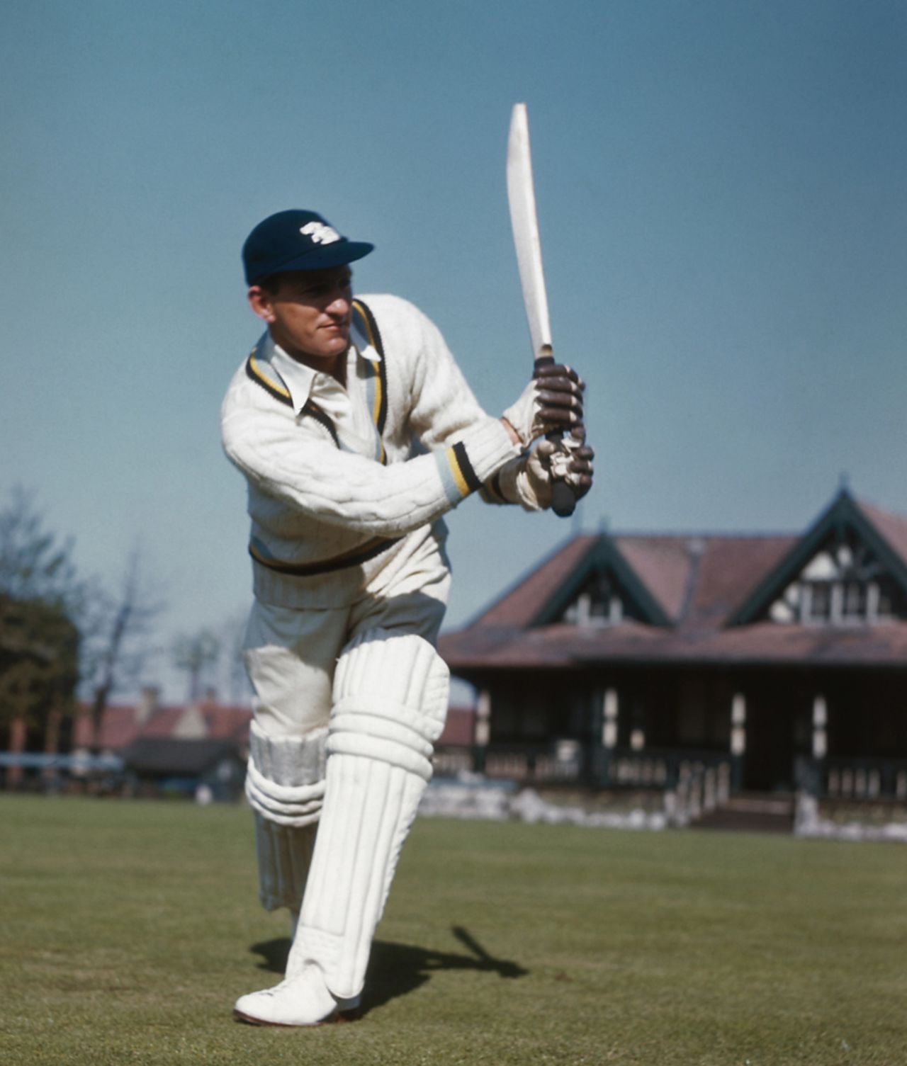 Len Hutton in a posed photo in 1955