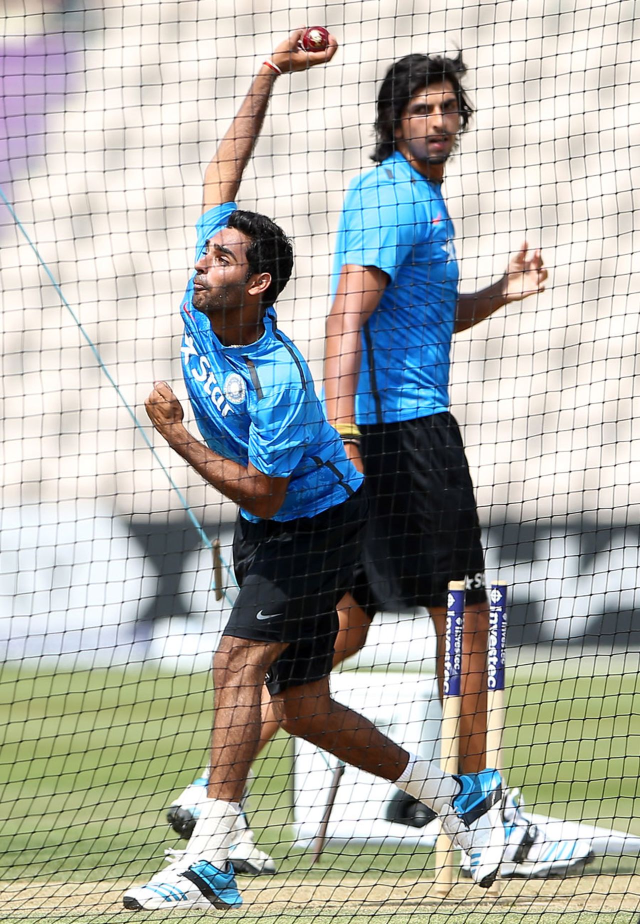 Bhuvneshwar Kumar bowls during India net practice, Ageas Bowl, July 26, 2014